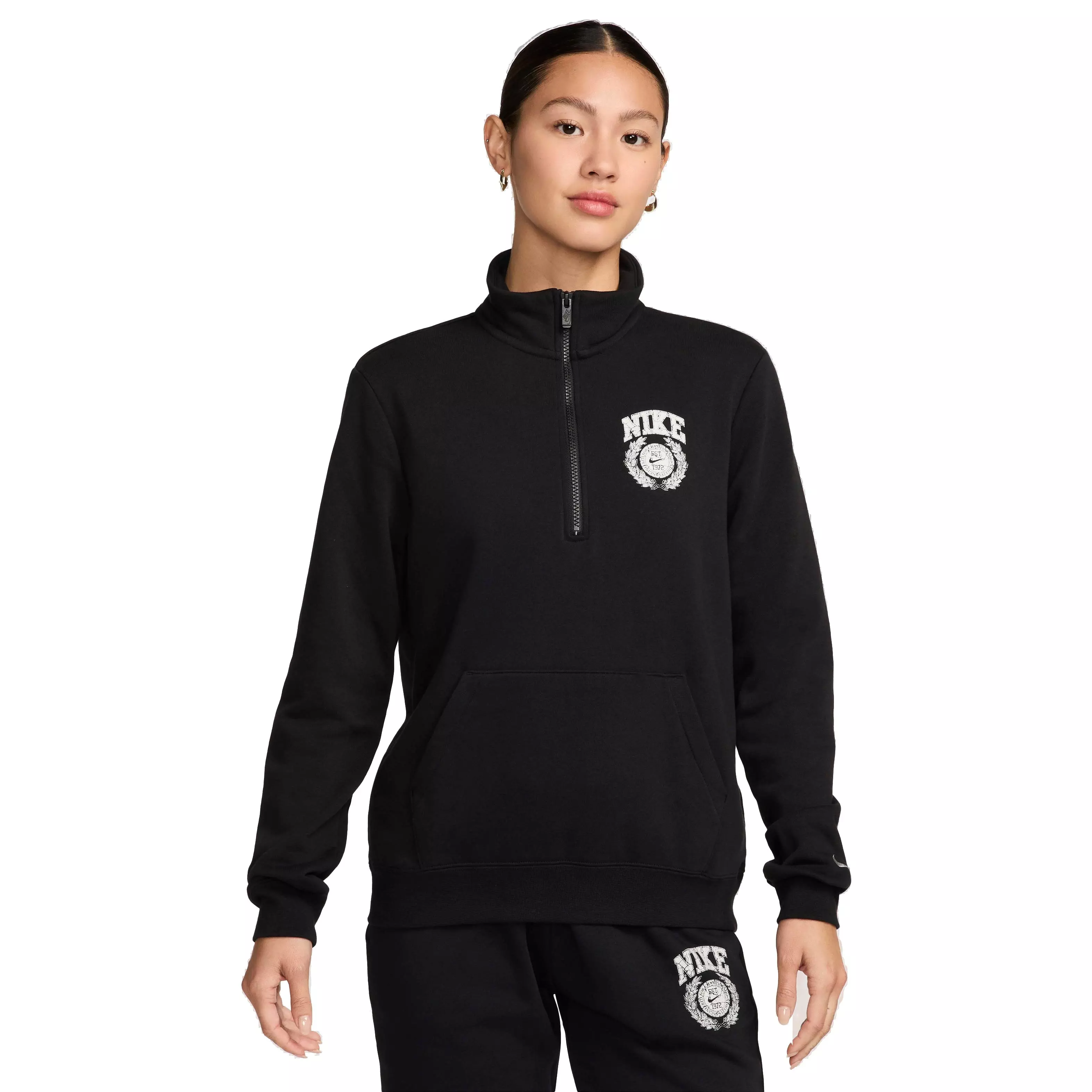 Nike Women's Sportswear club Fleece Standard 1/4 Zip CV Top - BLACK