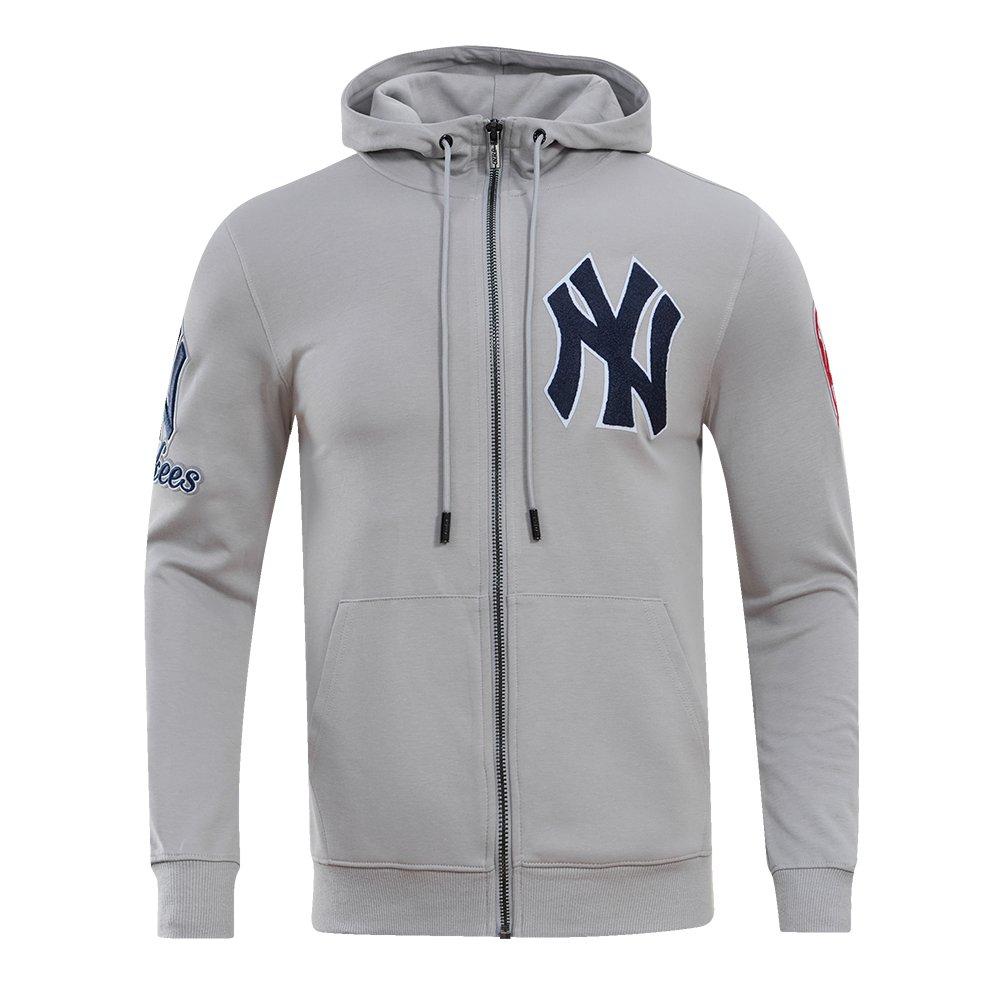 Pro Standard Men's MLB New York Yankees Classic Chenille Full Zip Hooded Jacket - GREY Thumbnail View 1