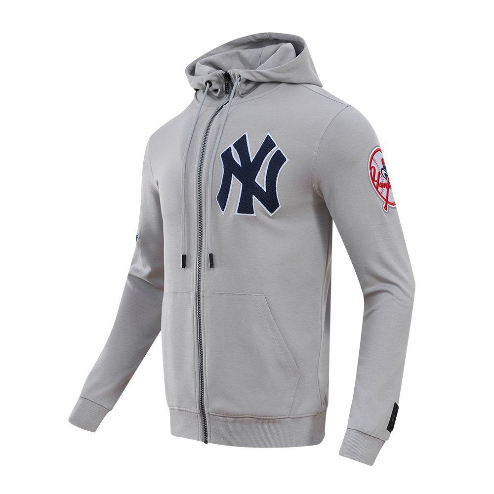 Pro Standard Men's MLB New York Yankees Classic Chenille Full Zip Hooded Jacket - GREY Thumbnail View 3