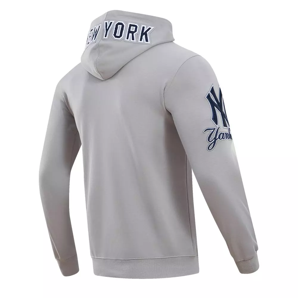 Pro Standard Men's MLB New York Yankees Classic Chenille Full Zip Hooded Jacket - GREY