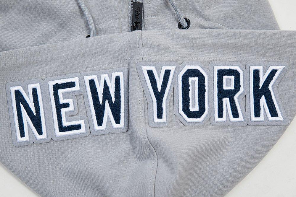 Pro Standard Men's MLB New York Yankees Classic Chenille Full Zip Hooded Jacket - GREY Thumbnail View 5