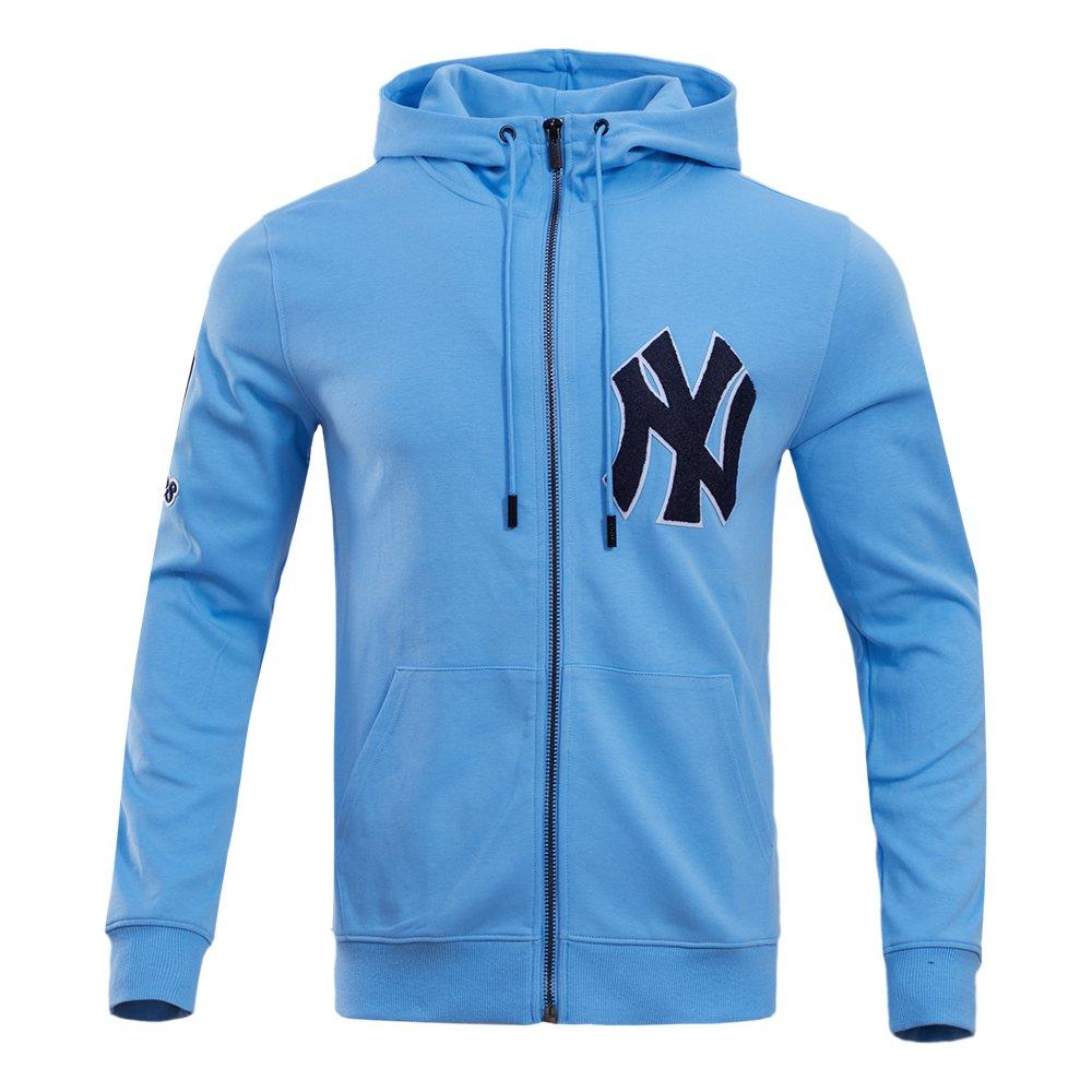 Pro Standard Men's MLB New York Yankees Classic Chenille Full Zip Hooded Jacket - BLUE Thumbnail View 1