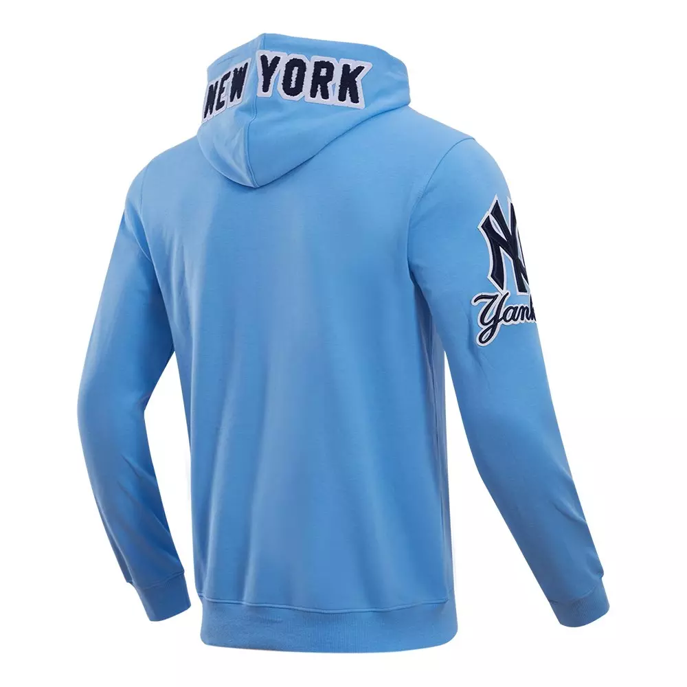 Pro Standard Men's MLB New York Yankees Classic Chenille Full Zip Hooded Jacket - BLUE