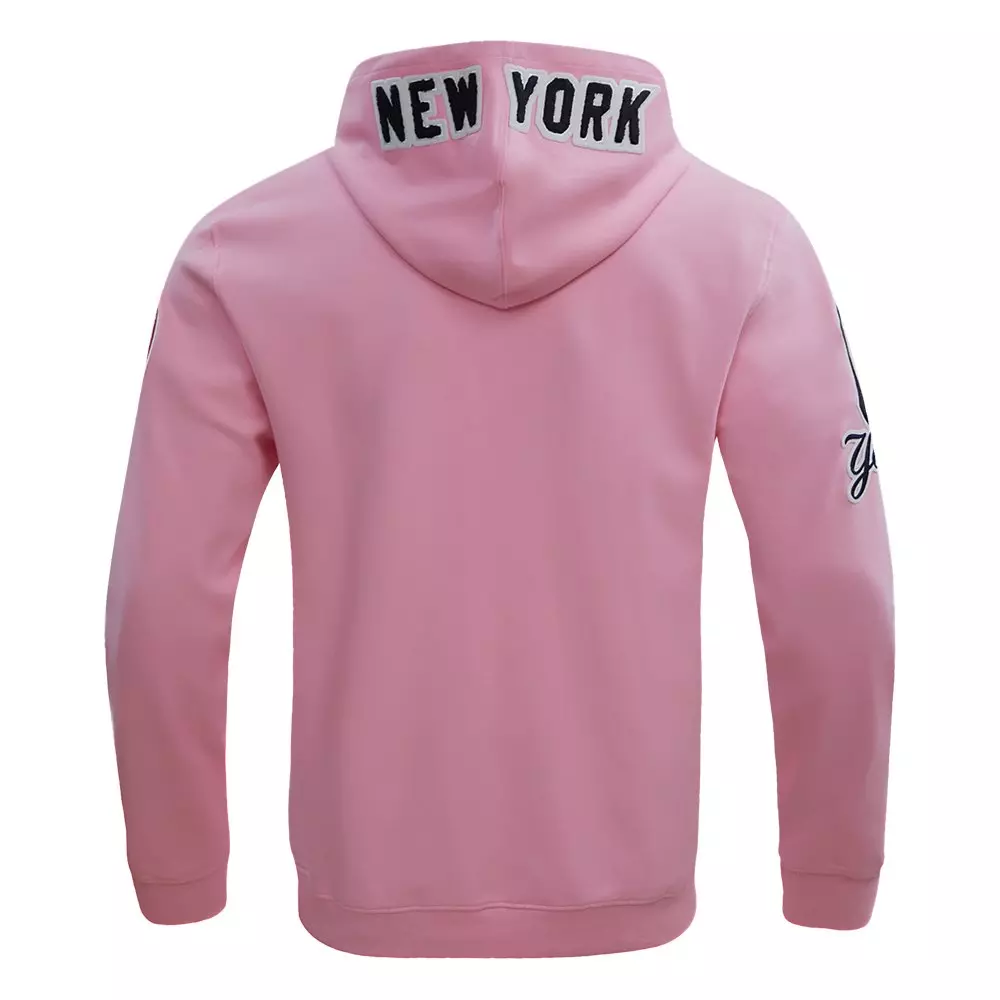 Pro Standard Men's MLB New York Yankees Classic Chenille Full Zip Hooded Jacket - PINK