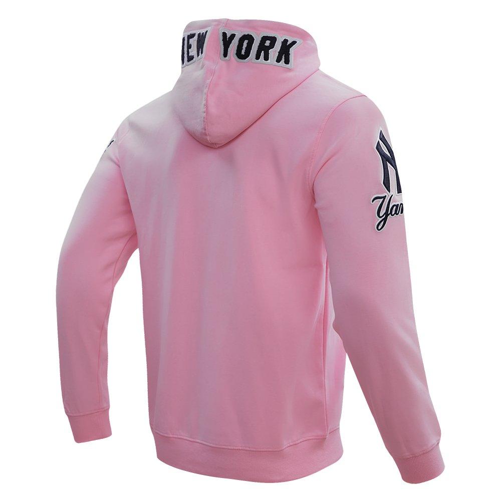 Pro Standard Men's MLB New York Yankees Classic Chenille Full Zip Hooded Jacket - PINK Thumbnail View 4