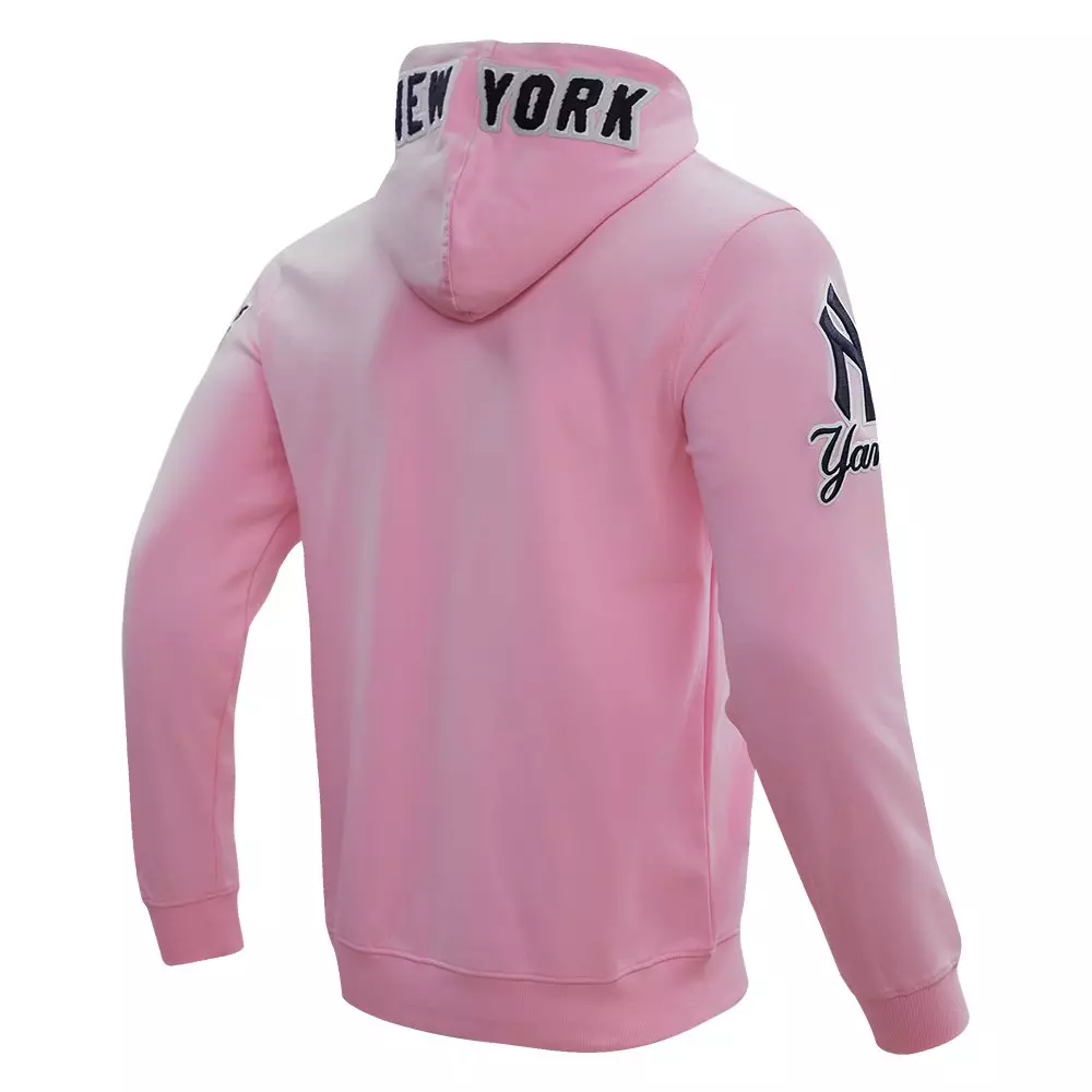 Pro Standard Men's MLB New York Yankees Classic Chenille Full Zip Hooded Jacket - PINK
