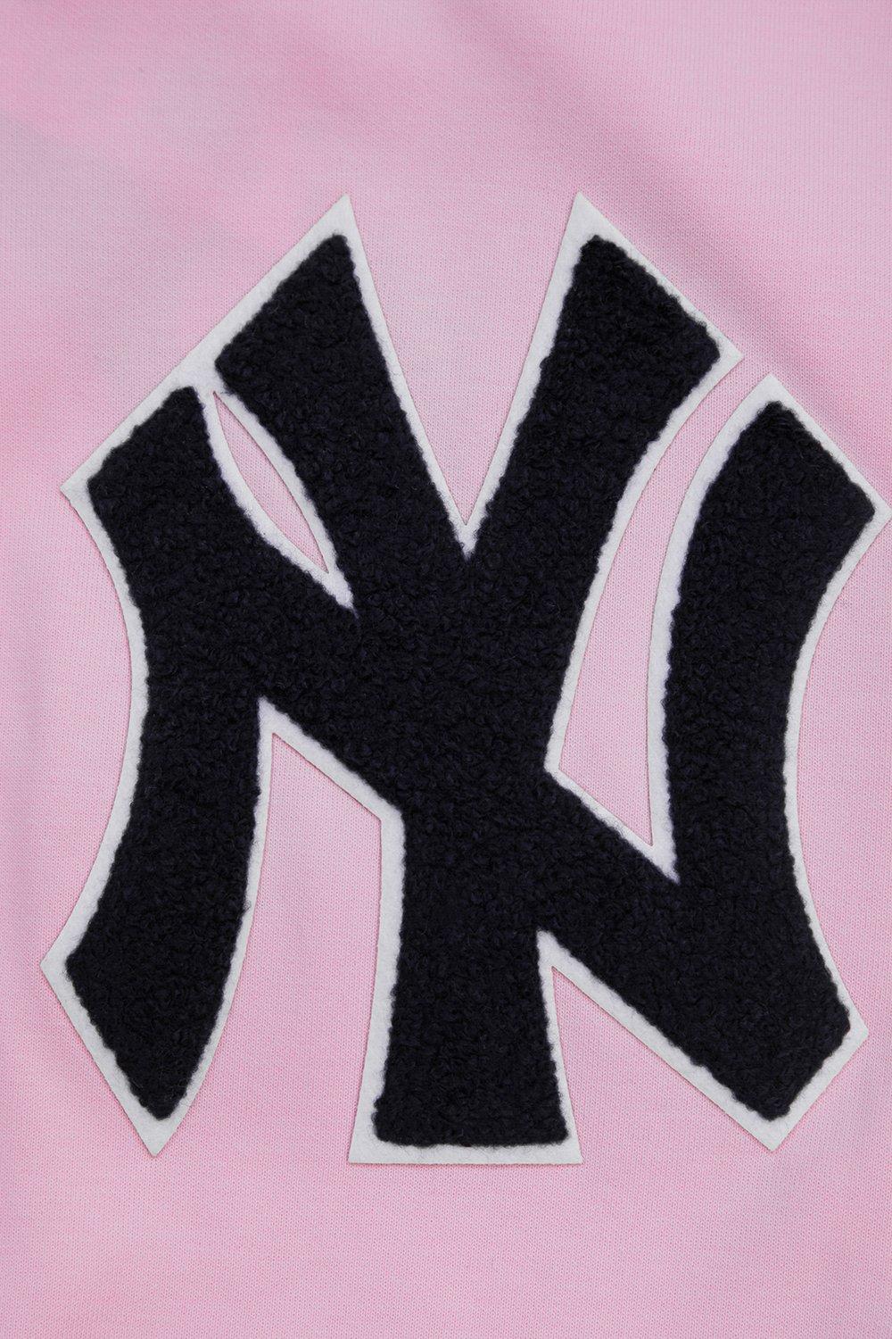 Pro Standard Men's MLB New York Yankees Classic Chenille Full Zip Hooded Jacket - PINK Thumbnail View 6