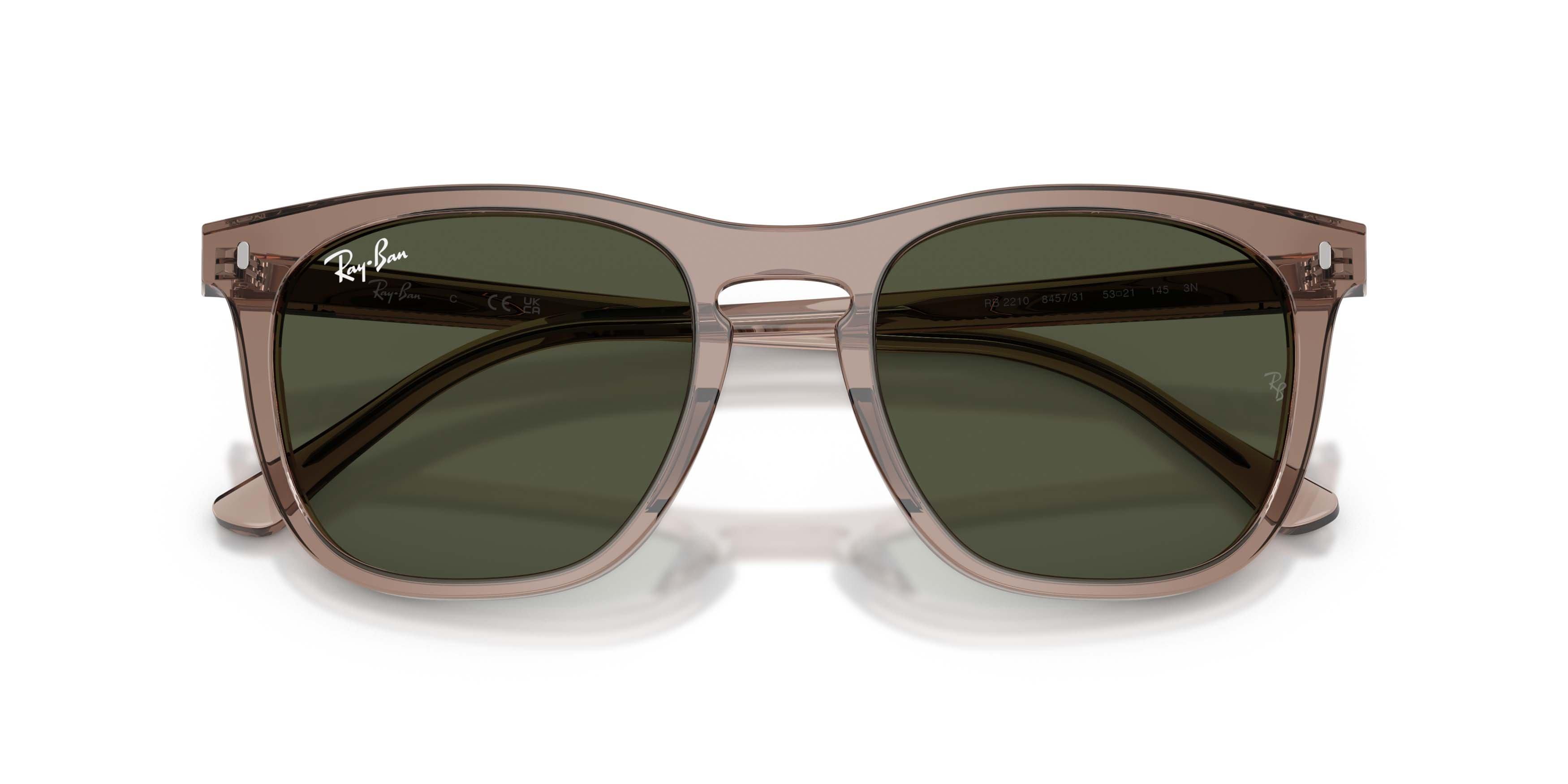 Ray-Ban RB2210 Green Sunglasses &ndash; Polished Transparent Light Brown - LT BROWN Thumbnail View 5