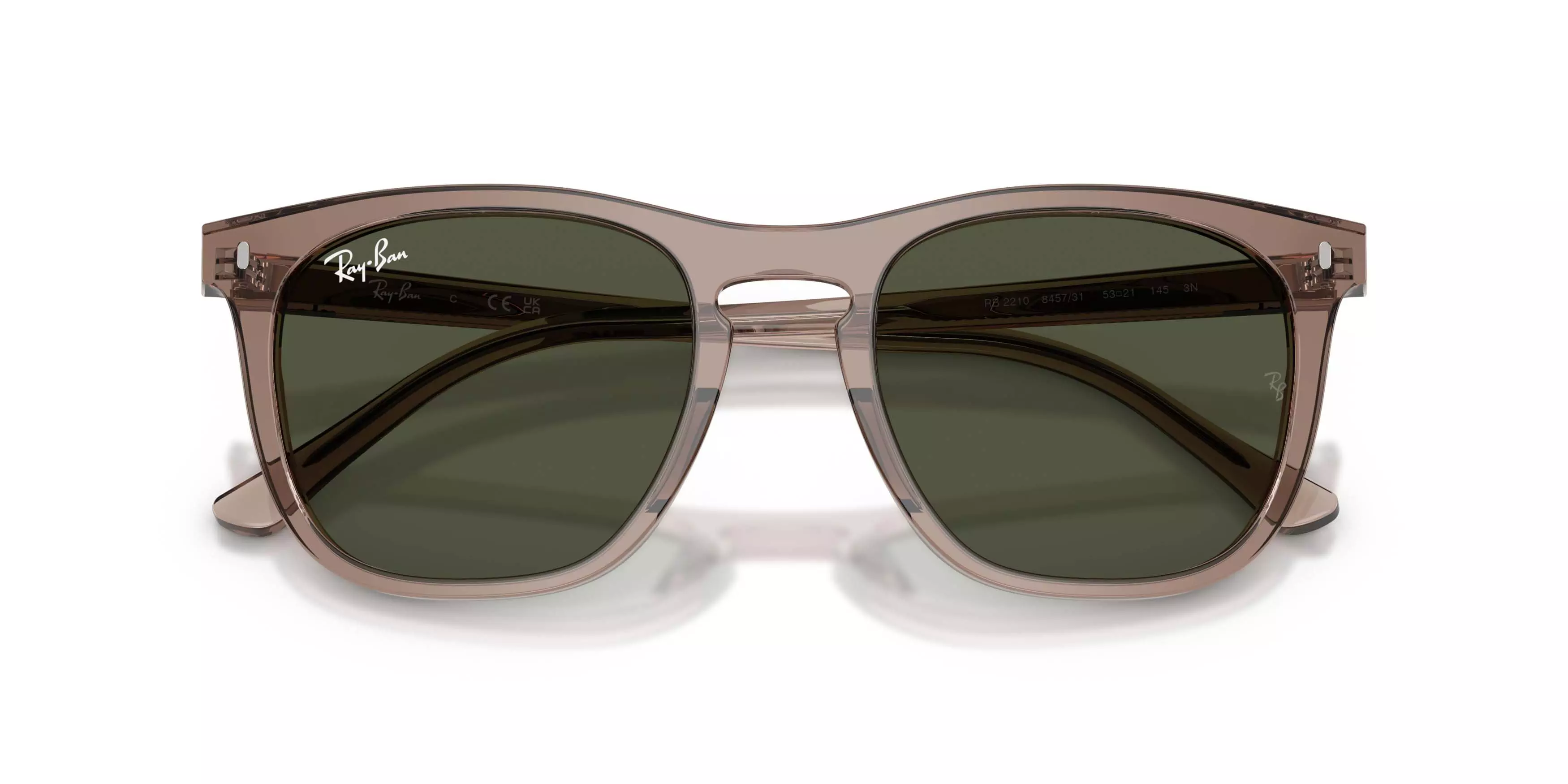 Ray-Ban RB2210 Green Sunglasses &ndash; Polished Transparent Light Brown - LT BROWN
