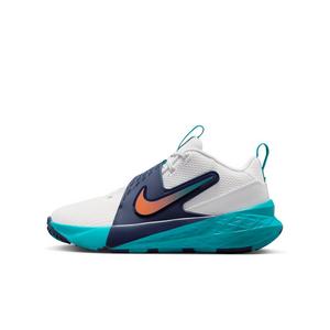 Nike Team Hustle D 12 "Summit White/Energy/Midnight Navy/Orange" Grade School Boys' Basketball Shoe - WHITE/ENERGY/NAVY/ORANGE