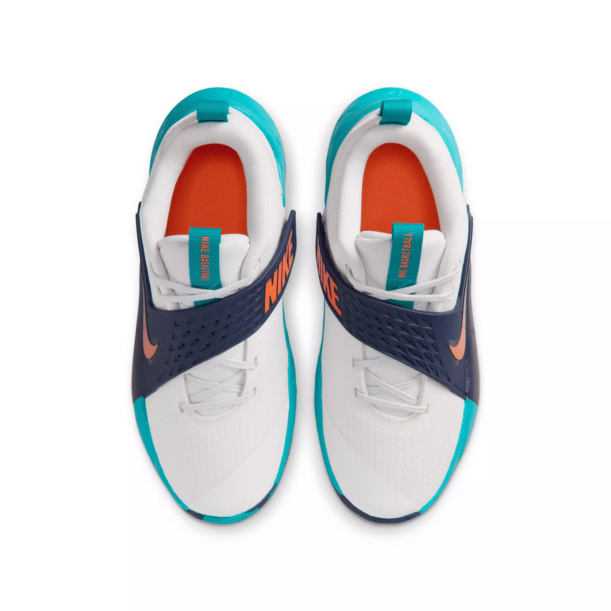 Nike Team Hustle D 12 "Summit White/Energy/Midnight Navy/Orange" Grade School Boys' Basketball Shoe - WHITE/ENERGY/NAVY/ORANGE