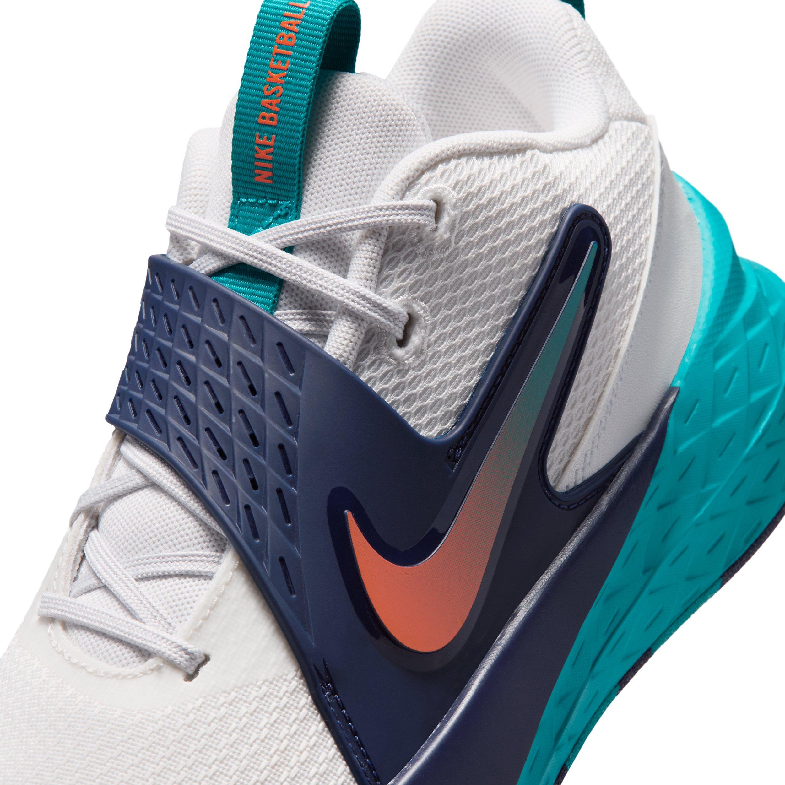 Nike Team Hustle D 12 "Summit White/Energy/Midnight Navy/Orange" Grade School Boys' Basketball Shoe - WHITE/ENERGY/NAVY/ORANGE