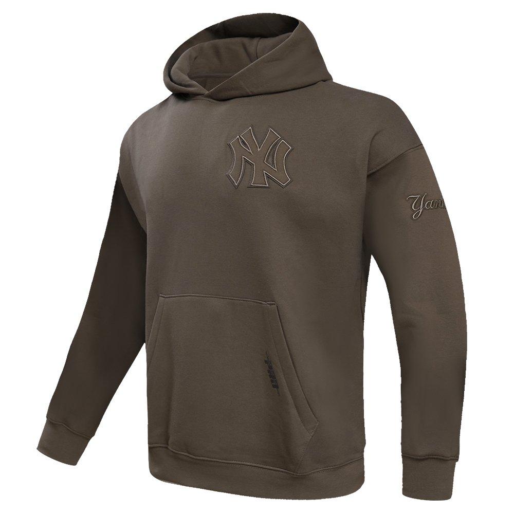 Pro Standard Men's MLB New York Yankees Neutral Drop Shoulder Pullover Hoodie - DK BROWN Thumbnail View 3
