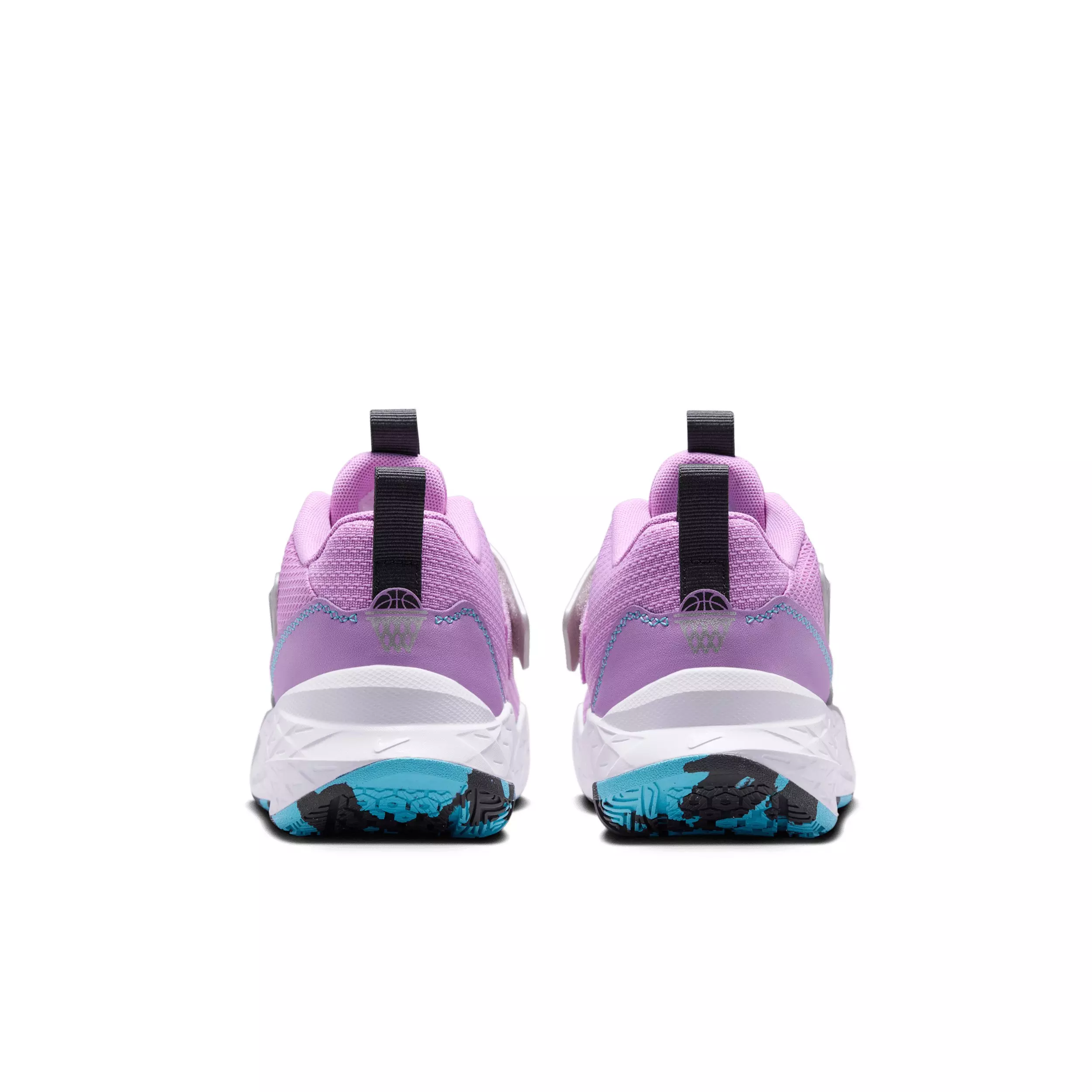 Nike Team Hustle D 12 "Fuchsia Glow/Silver/Flat Silver/Blue" Grade School Girls' Basketball Shoe - FUCHSIA/SILVER/SILVER/BLUE