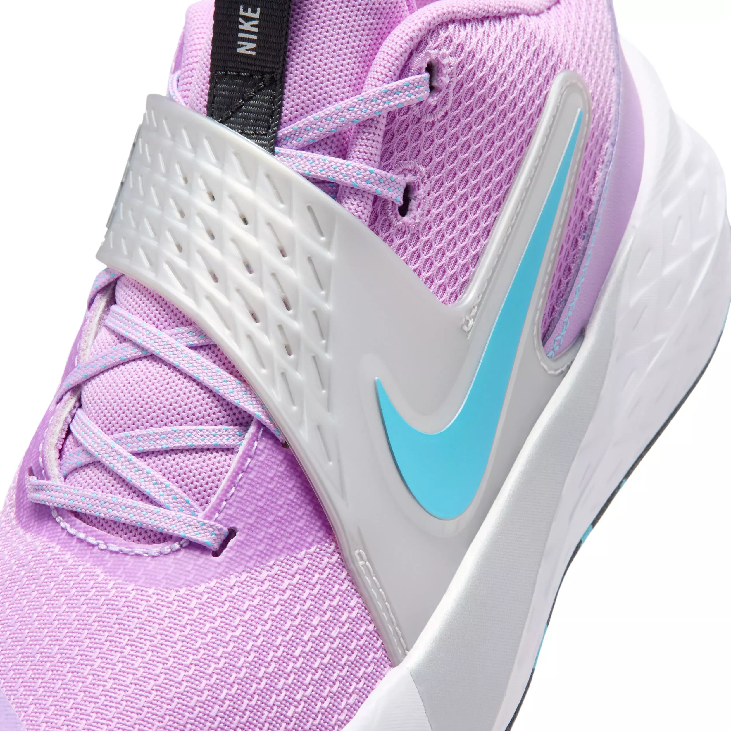 Nike Team Hustle D 12 "Fuchsia Glow/Silver/Flat Silver/Blue" Grade School Girls' Basketball Shoe - FUCHSIA/SILVER/SILVER/BLUE