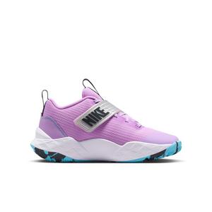 Nike Team Hustle D 12 "Fuchsia Glow/Silver/Flat Silver/Blue" Grade School Girls' Basketball Shoe - FUCHSIA/SILVER/SILVER/BLUE
