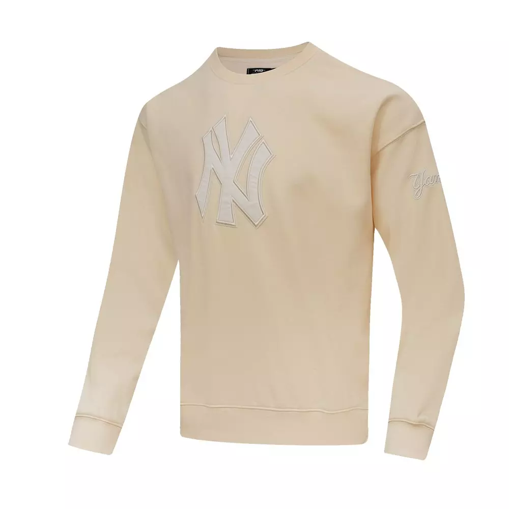 Pro Standard Men's MLB New York Yankees Neutral Drop Shoulder Fleece Crewneck - CREAM