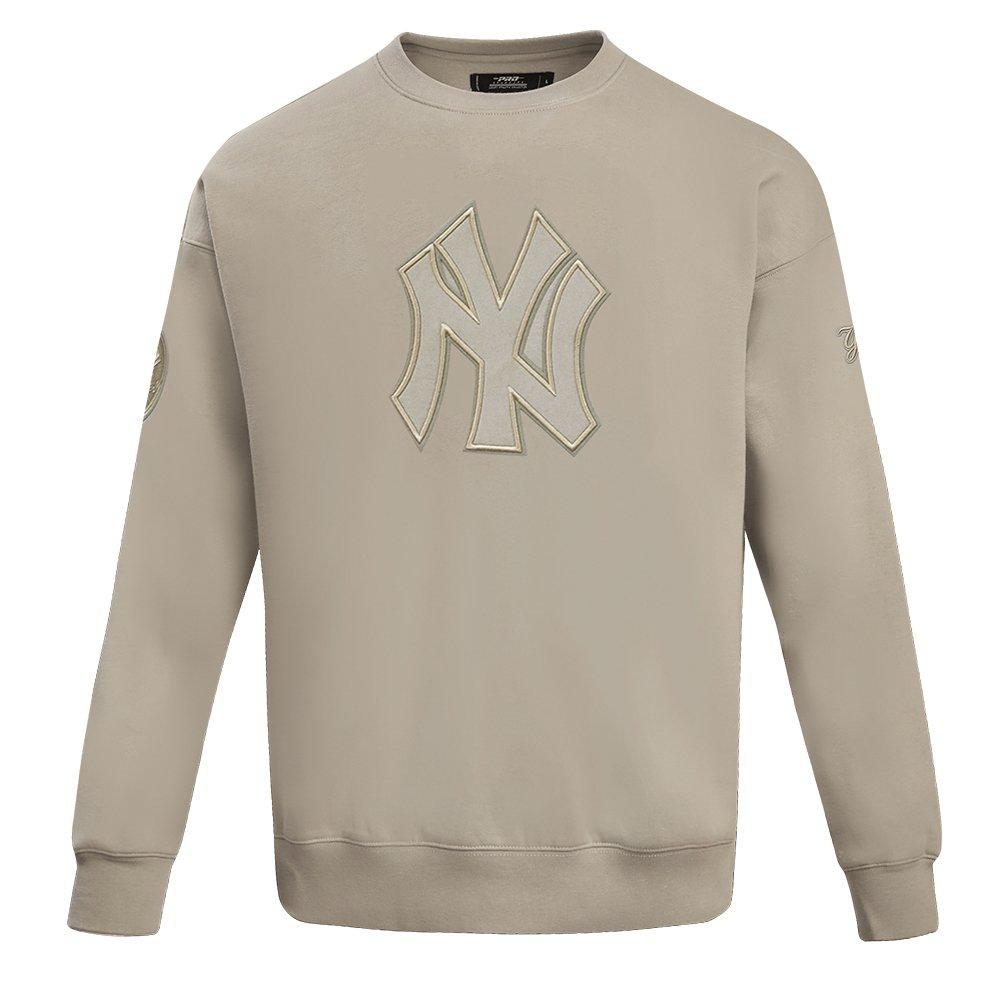 Pro Standard Men's MLB New York Yankees Neutral Drop Shoulder Fleece Crewneck - BROWN Thumbnail View 1