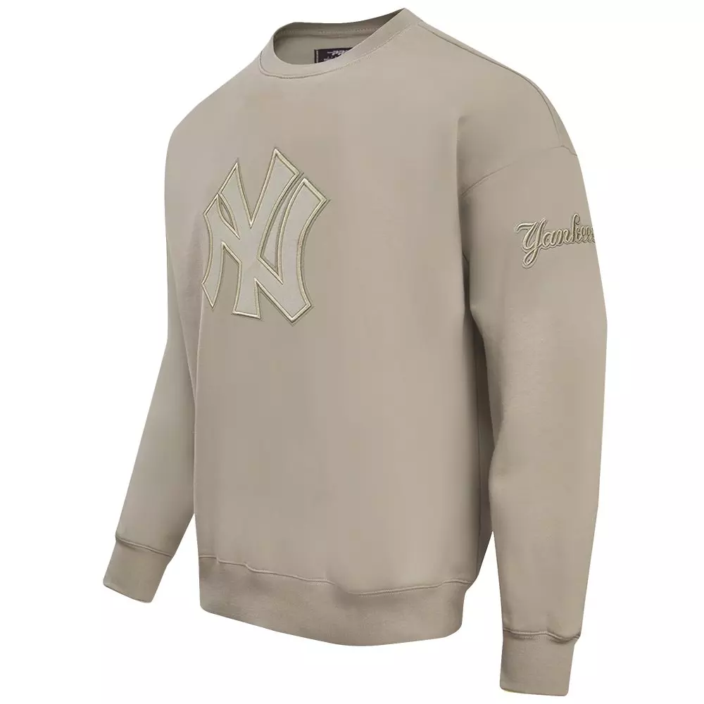 Pro Standard Men's MLB New York Yankees Neutral Drop Shoulder Fleece Crewneck - BROWN