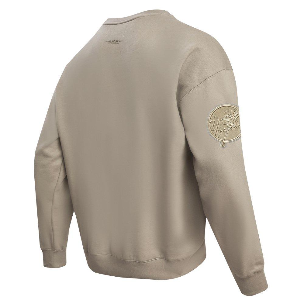 Pro Standard Men's MLB New York Yankees Neutral Drop Shoulder Fleece Crewneck - BROWN Thumbnail View 4