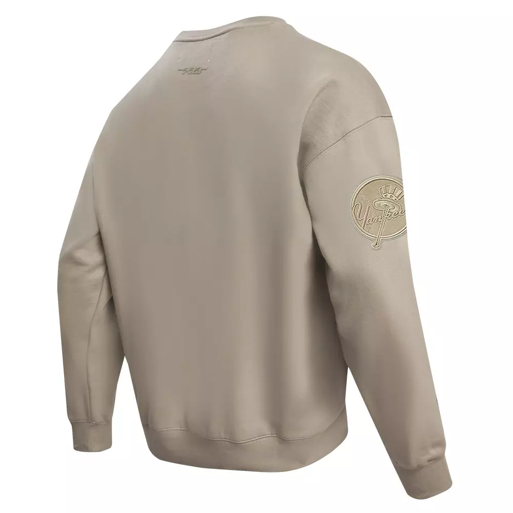 Pro Standard Men's MLB New York Yankees Neutral Drop Shoulder Fleece Crewneck - BROWN