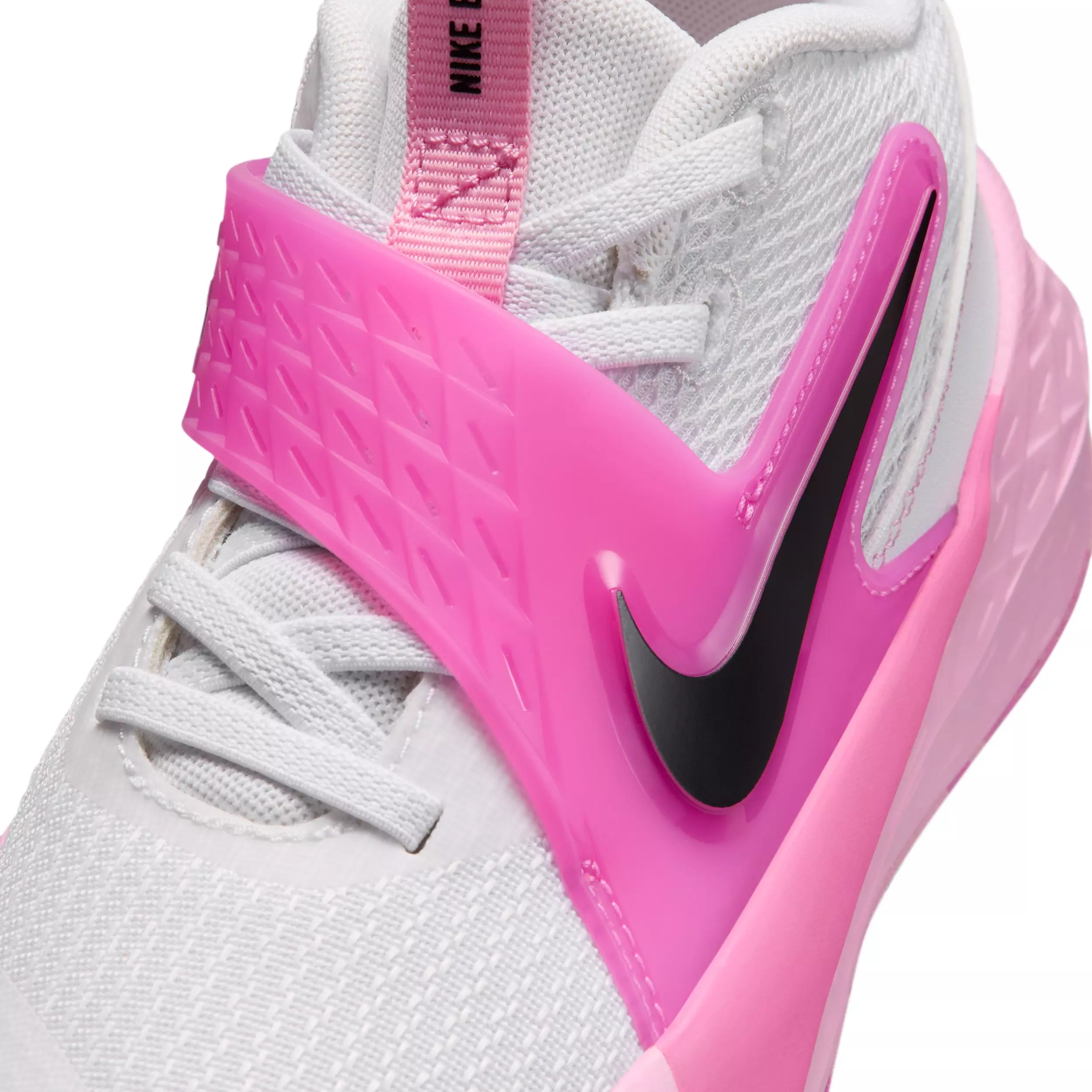 Nike Team Hustle D 12 "White/Pink Rise/Playful Pink/Black" Preschool Girls' Basketball Shoe - WHITE/PINK/PINK/BLACK