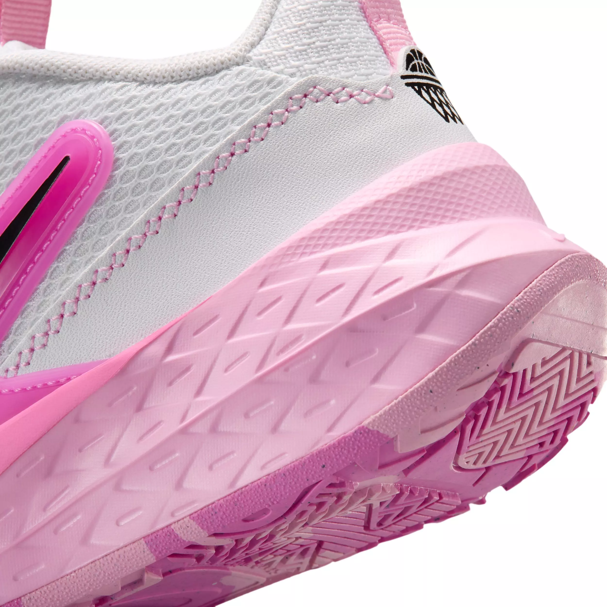 Nike Team Hustle D 12 "White/Pink Rise/Playful Pink/Black" Preschool Girls' Basketball Shoe - WHITE/PINK/PINK/BLACK