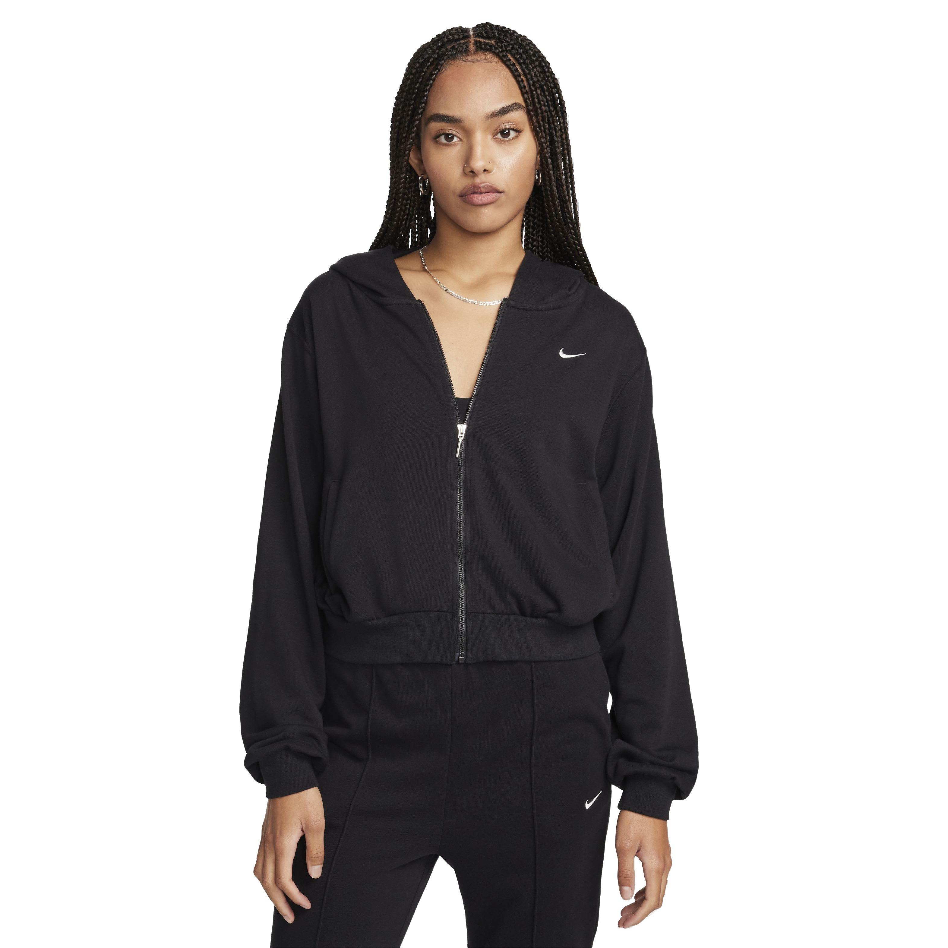 Nike Women's Sportswear Chill Loose Full-Zip French Terry Hoodie - BLACK Thumbnail View 1