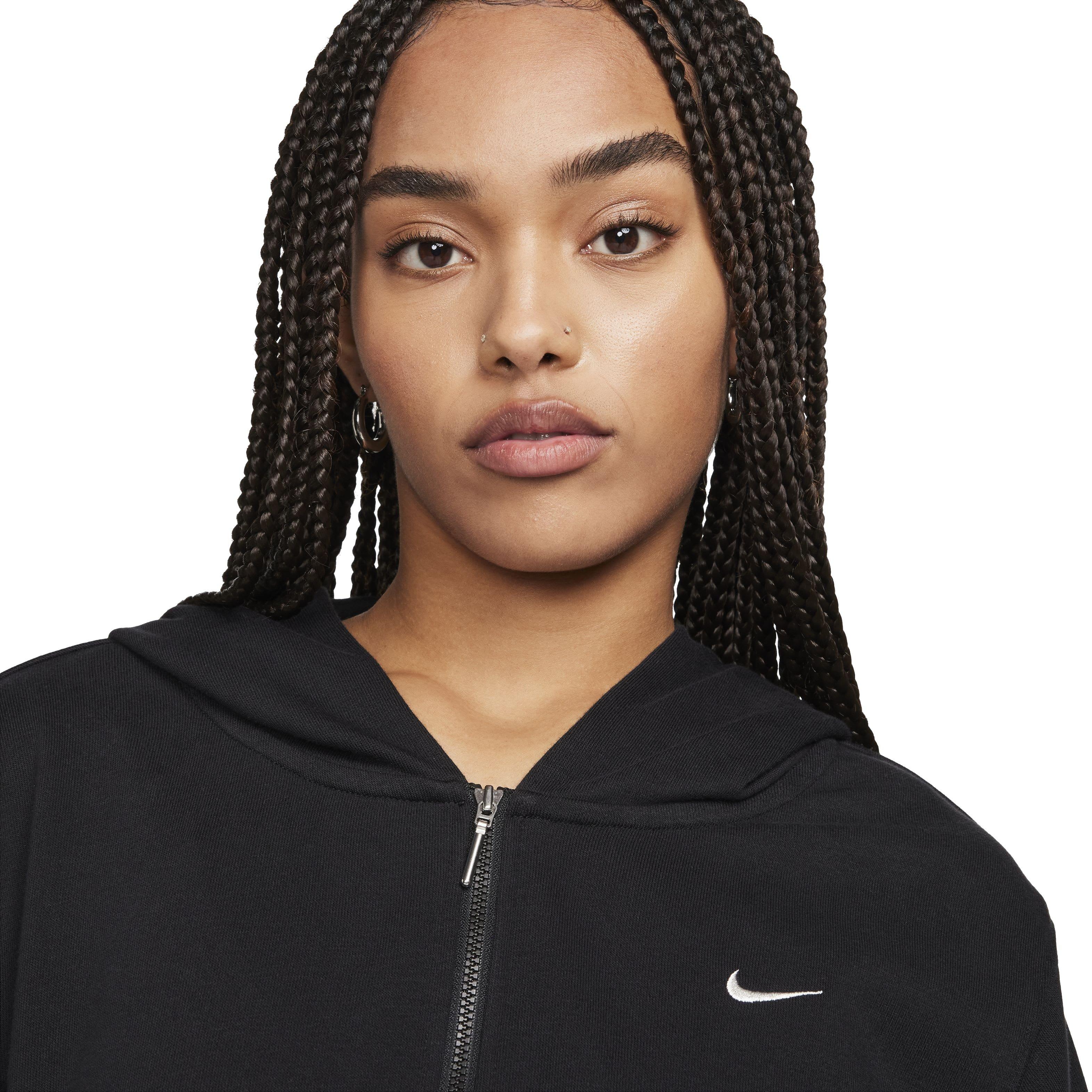 Nike Women's Sportswear Chill Loose Full-Zip French Terry Hoodie - BLACK Thumbnail View 3