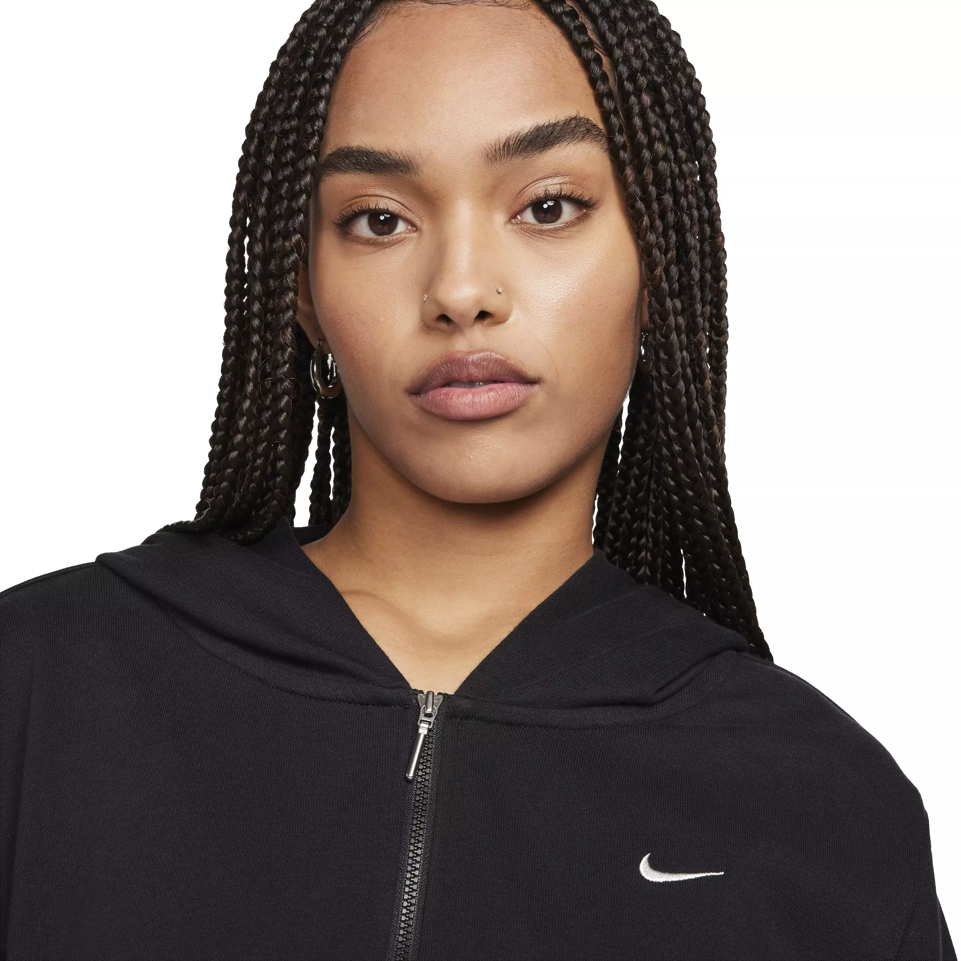 Nike Women's Sportswear Chill Loose Full-Zip French Terry Hoodie - BLACK