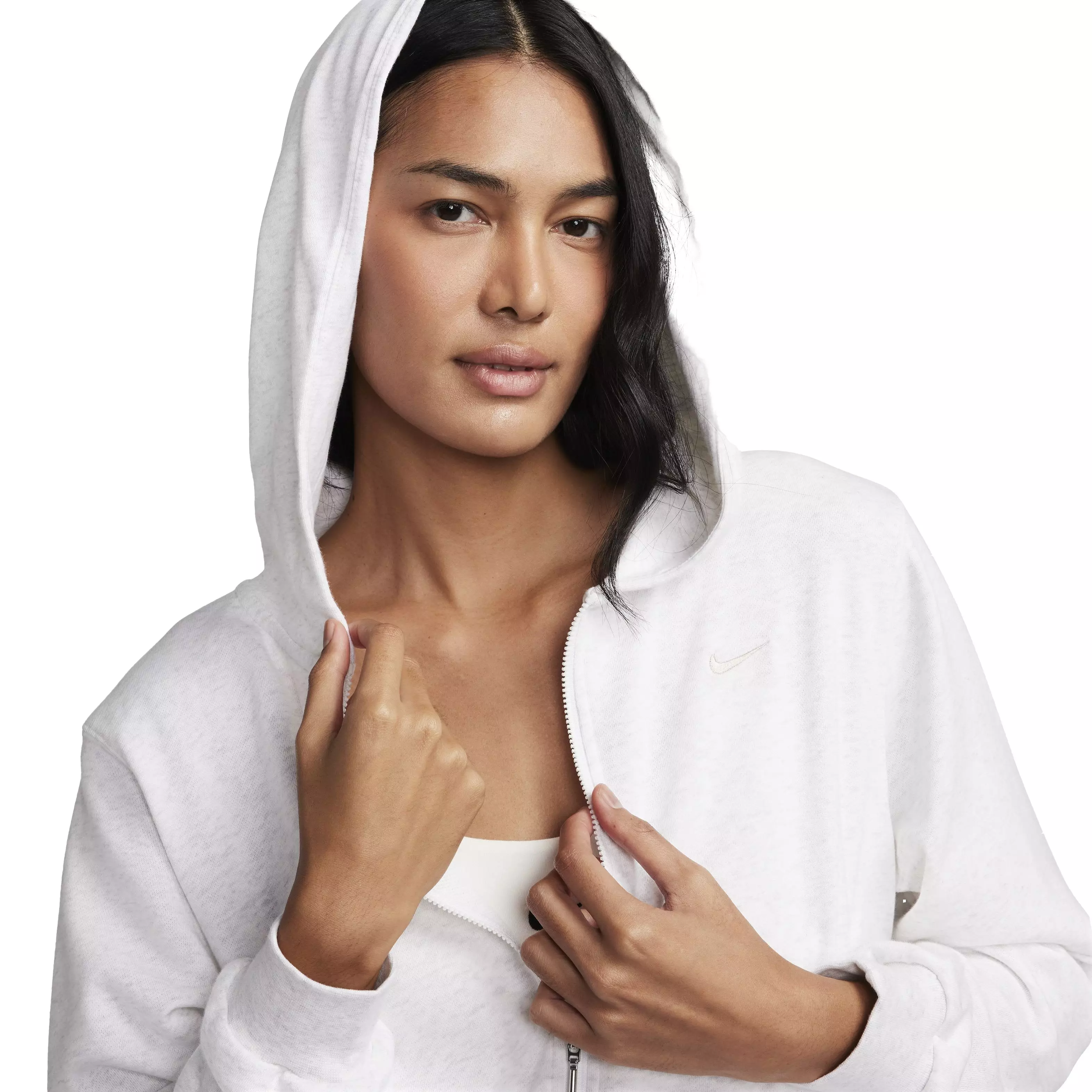 Nike Women's Sportswear Chill Loose Full-Zip French Terry Hoodie - WHITE