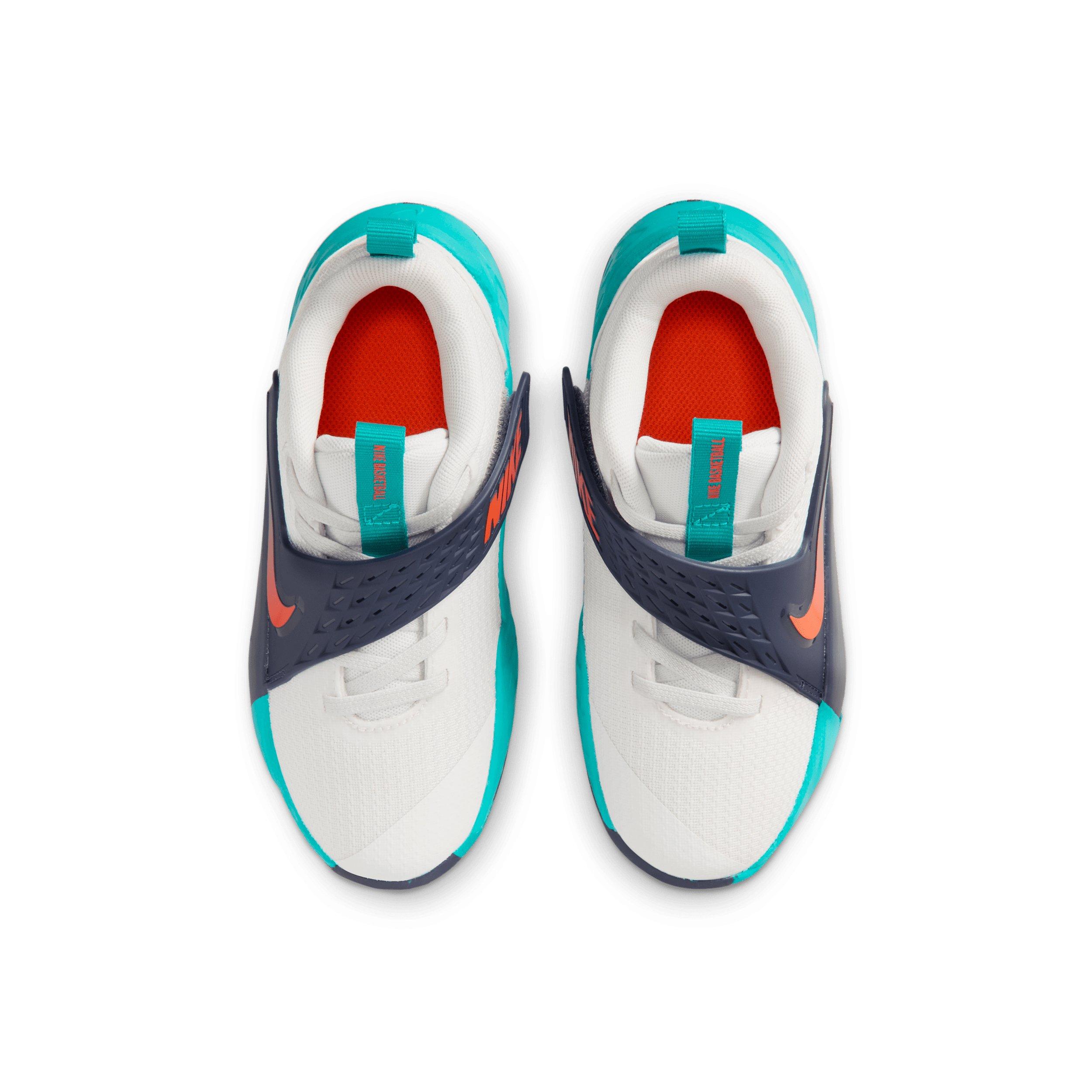 Nike Team Hustle D 12 "Summit White/Energy/Midnight Navy/Orange" Preschool Boys' Basketball Shoe - WHITE/ENERGY/NAVY/ORANGE