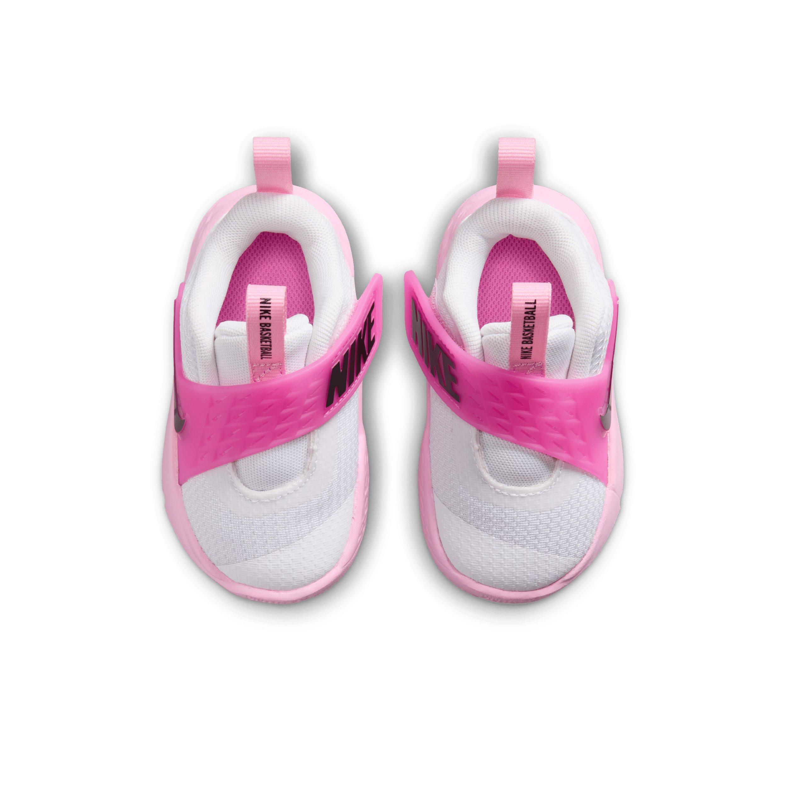 Nike Team Hustle D 12 "White/Pink Rise/Playful Pink/Black" Infant Girls' Basketball Shoe - WHITE/PINK/PINK/BLACK