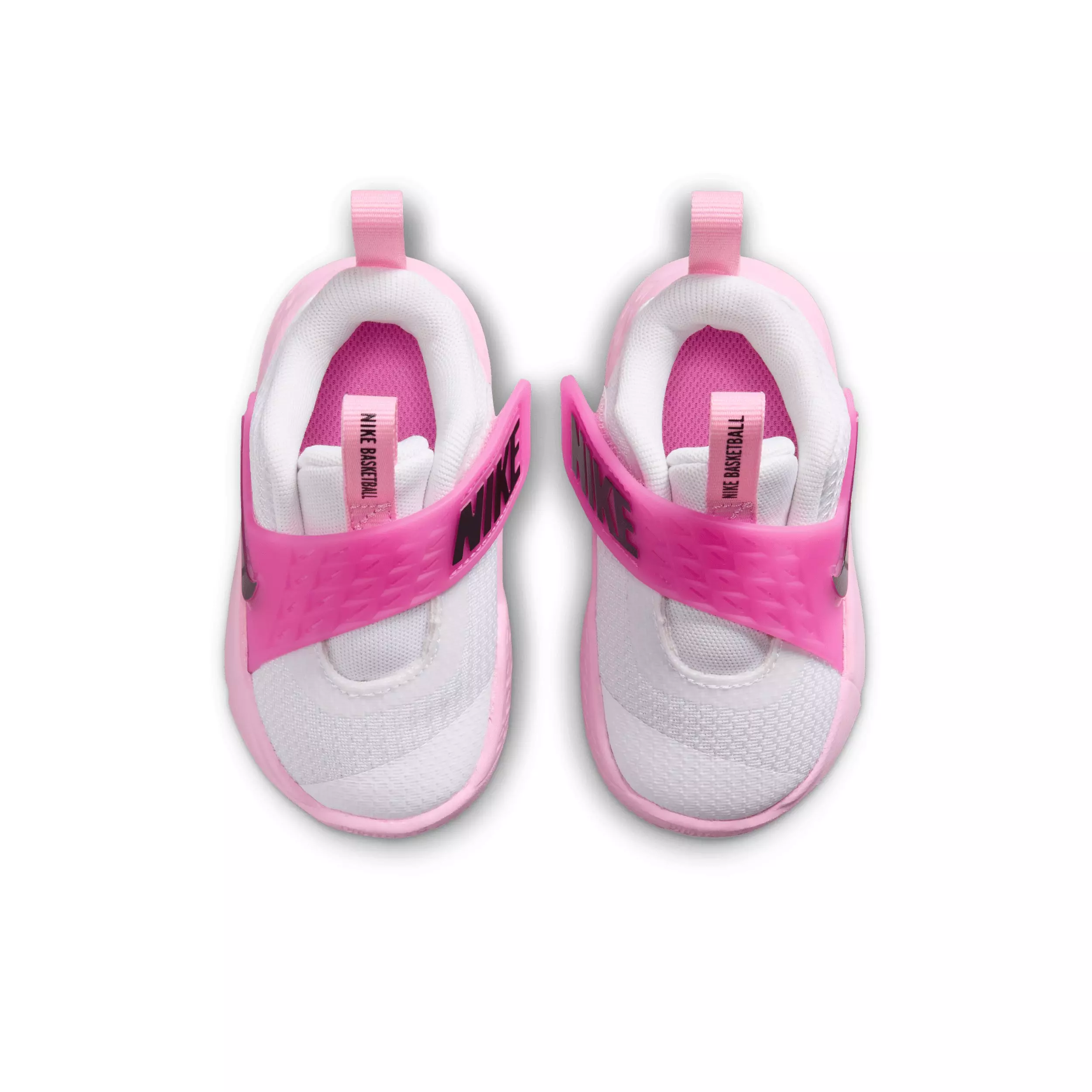 Nike Team Hustle D 12 "White/Pink Rise/Playful Pink/Black" Infant Girls' Basketball Shoe - WHITE/PINK/PINK/BLACK