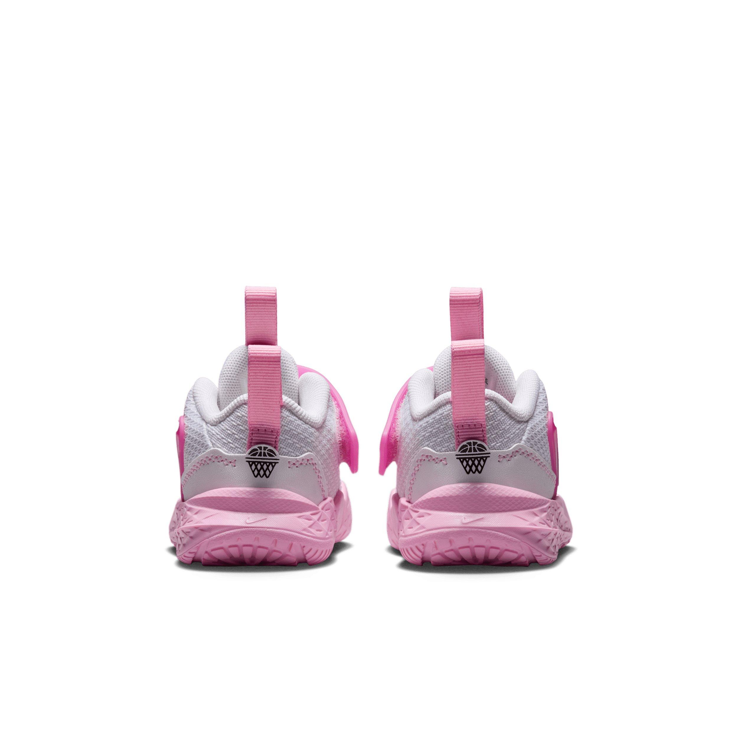 Nike Team Hustle D 12 "White/Pink Rise/Playful Pink/Black" Infant Girls' Basketball Shoe - WHITE/PINK/PINK/BLACK