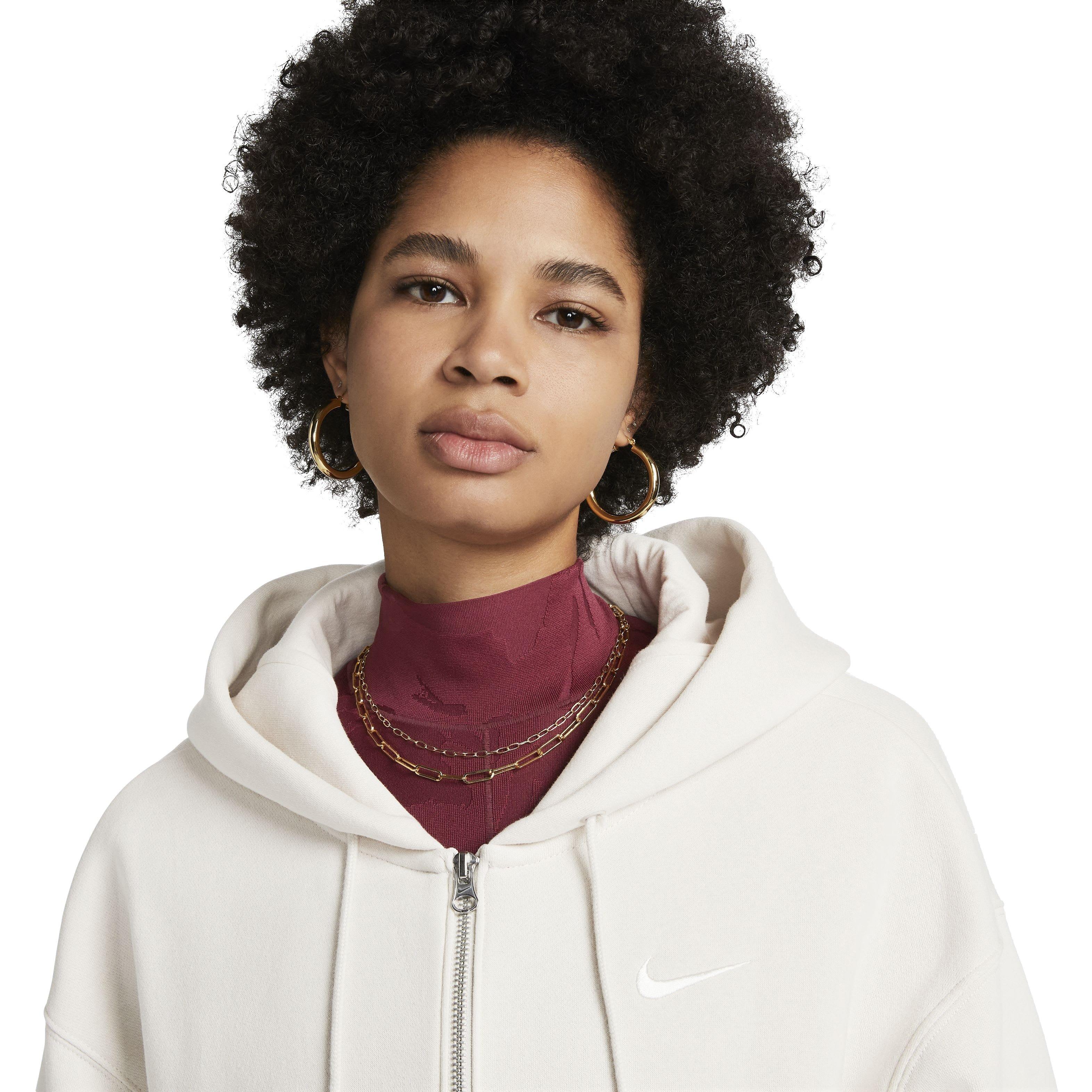 Nike Women's Sportswear Phoenix Fleece Oversized Full-Zip Jacket - WHITE Thumbnail View 3