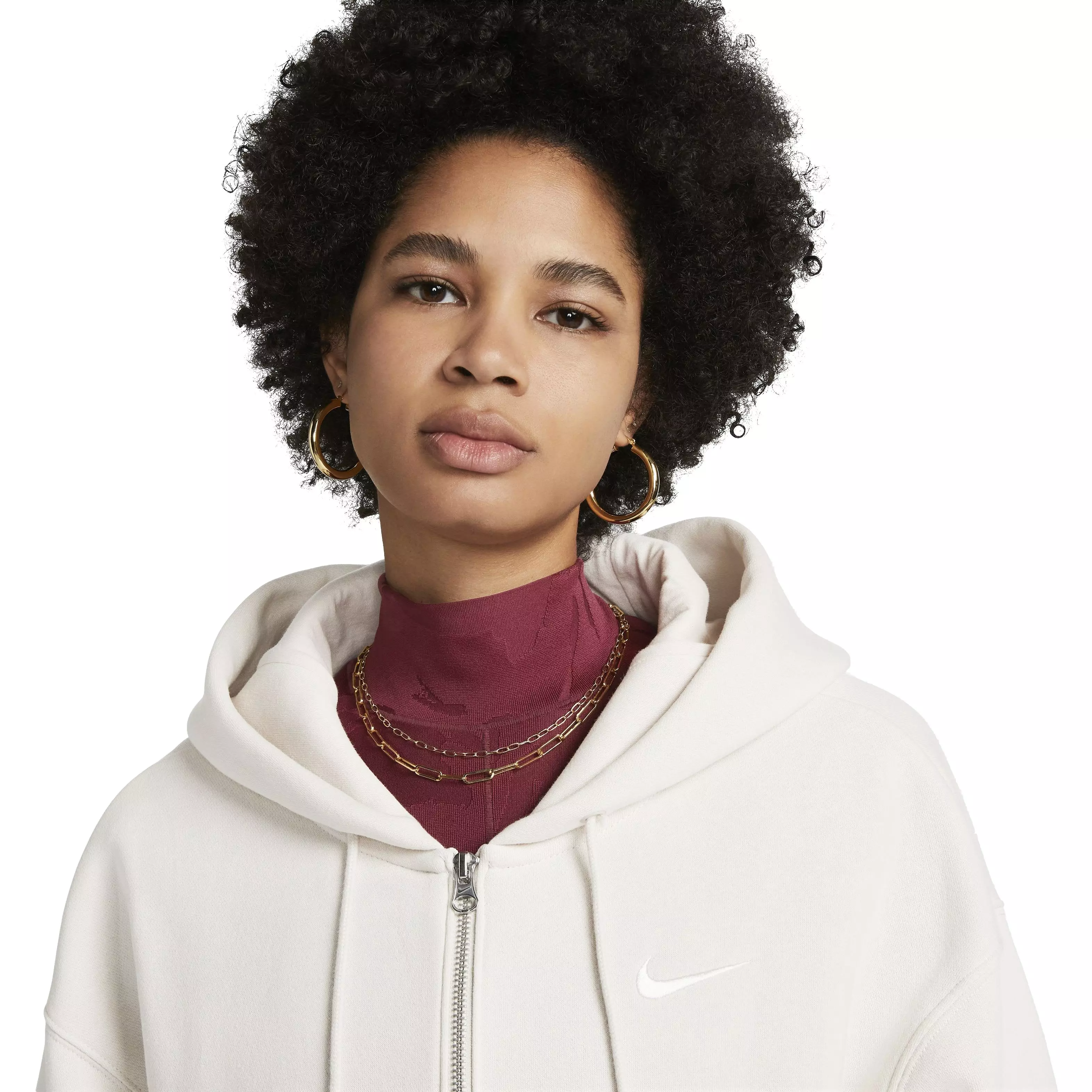 Nike Women's Sportswear Phoenix Fleece Oversized Full-Zip Jacket - WHITE