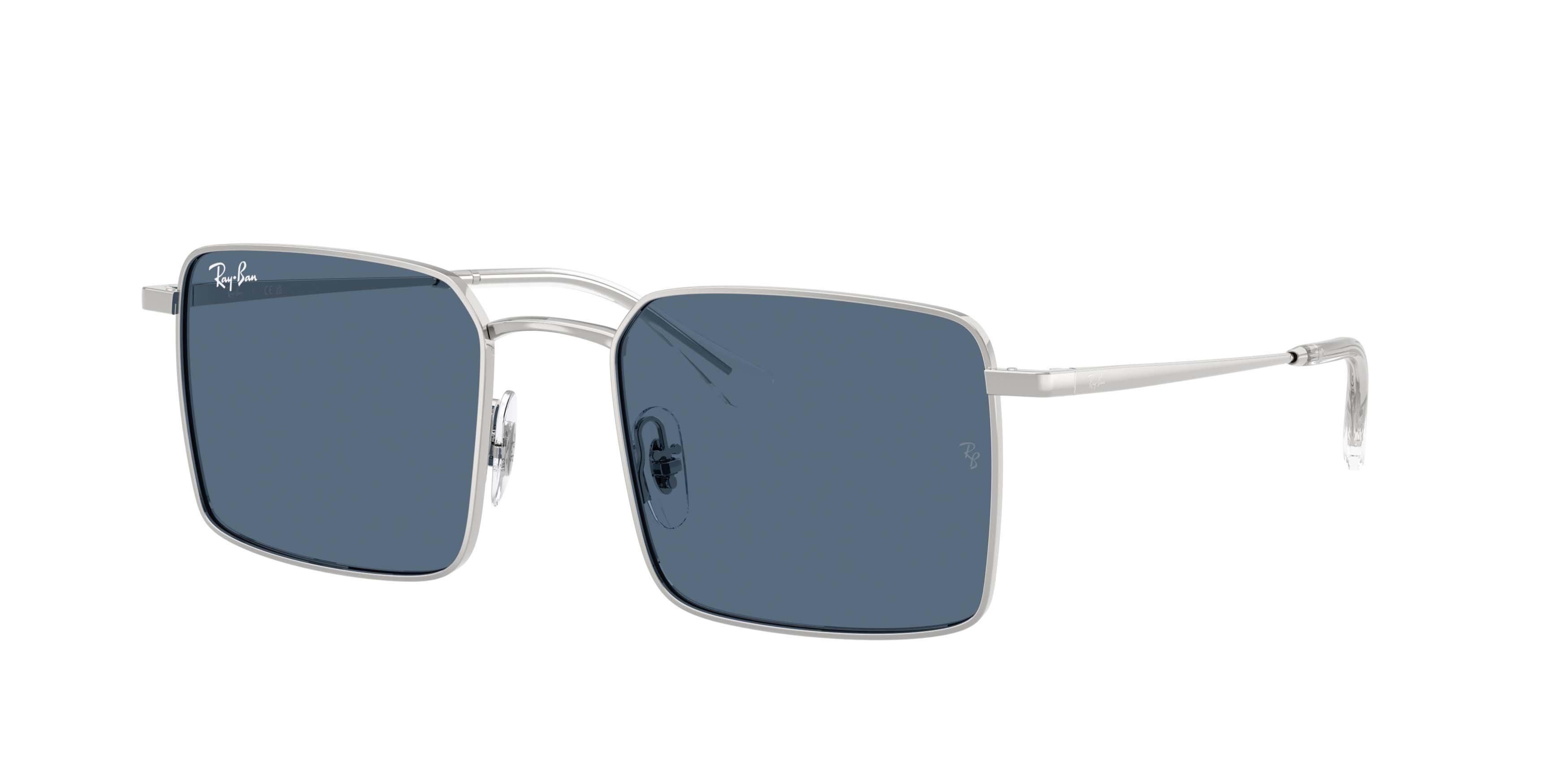 Ray-Ban Idan Bio-Based Dark Blue Sunglasses &ndash; Polished Silver - SILVER/BLUE Thumbnail View 1