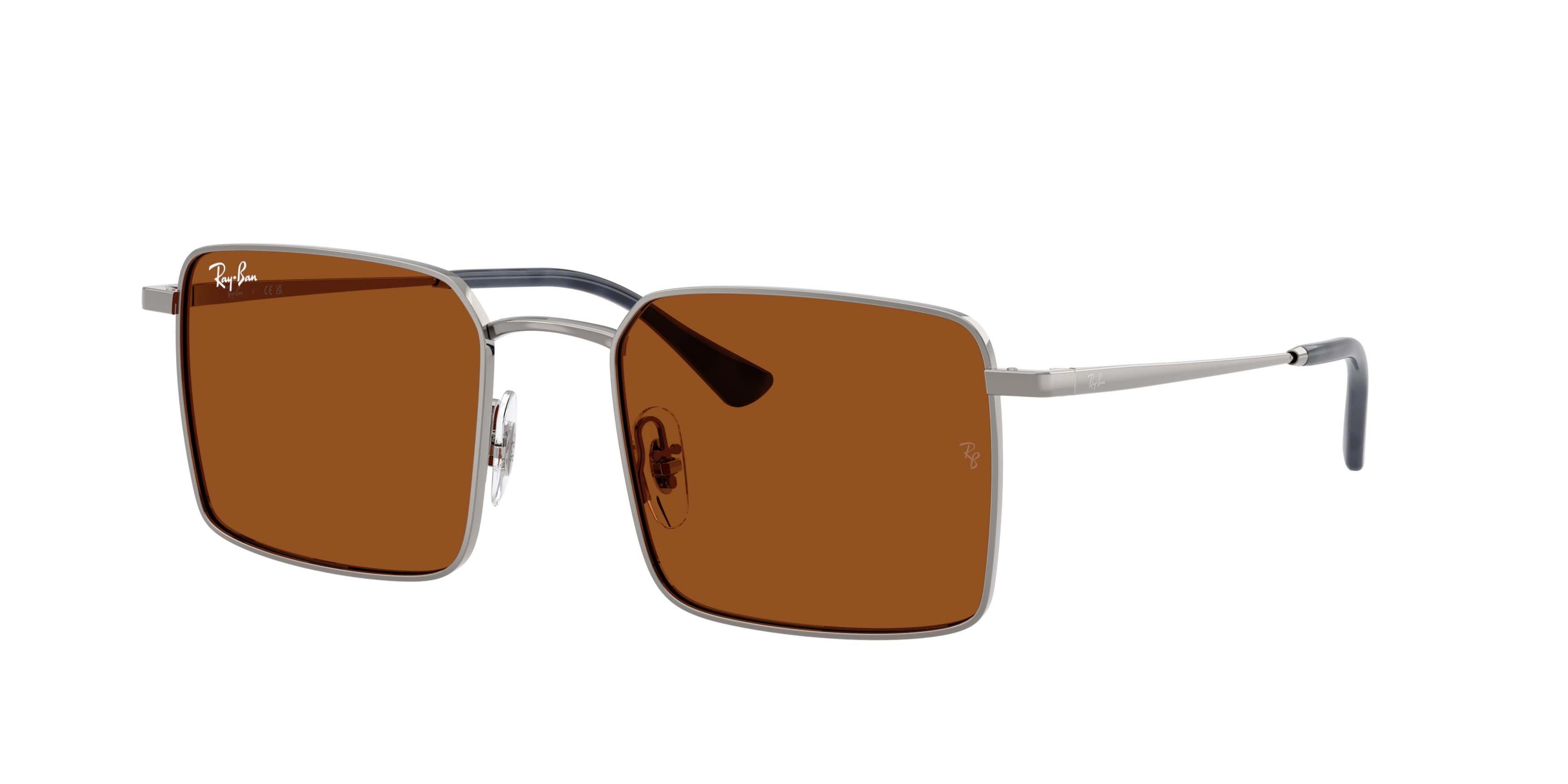 Ray-Ban Idan Bio-Based Dark Brown Sunglasses &ndash; Polished Gunmetal - GREY/BROWN Thumbnail View 1
