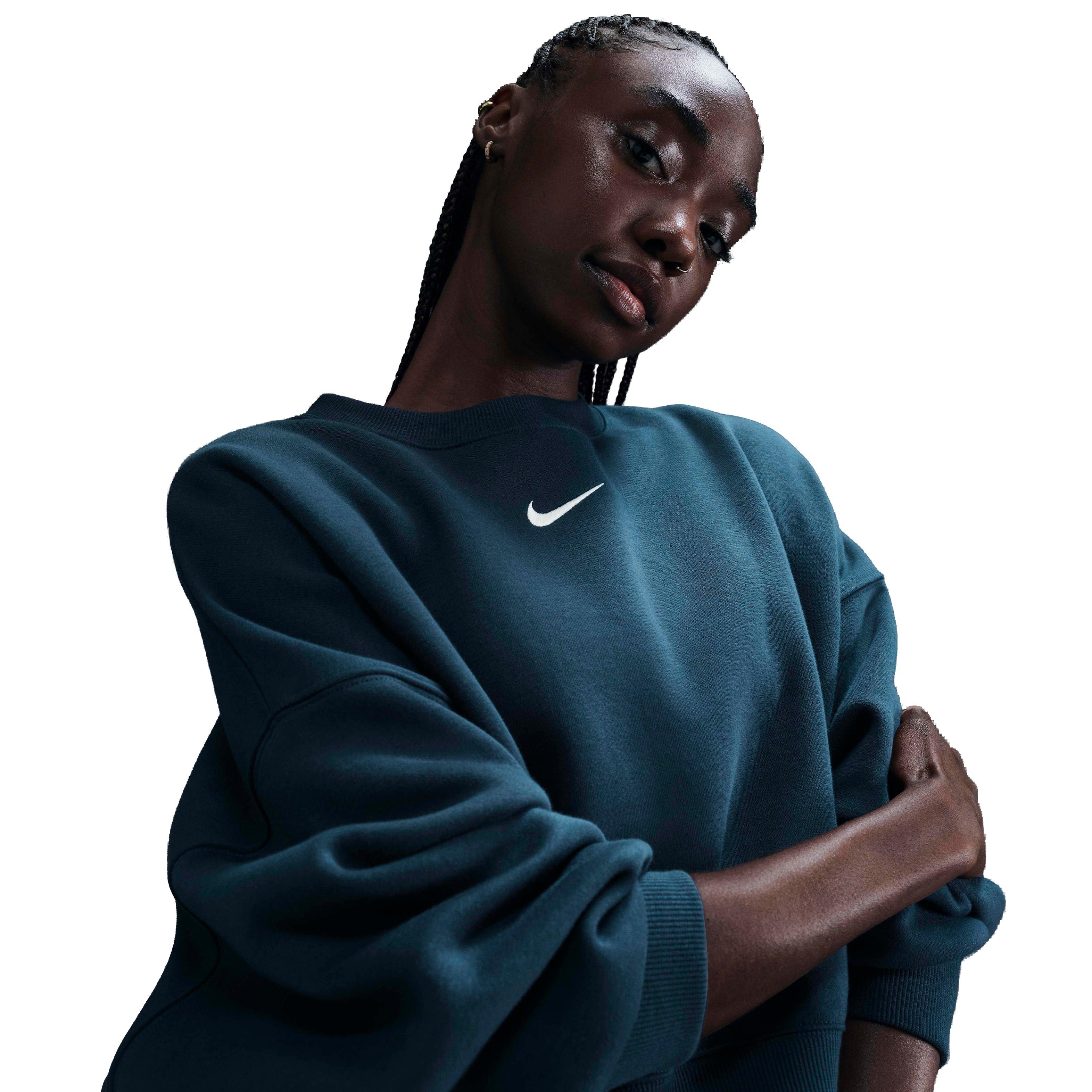 Nike Women's Sportswear Phoenix Swoosh Fleece Over-Oversized Crewneck Sweatshirt - NAVY Thumbnail View 1