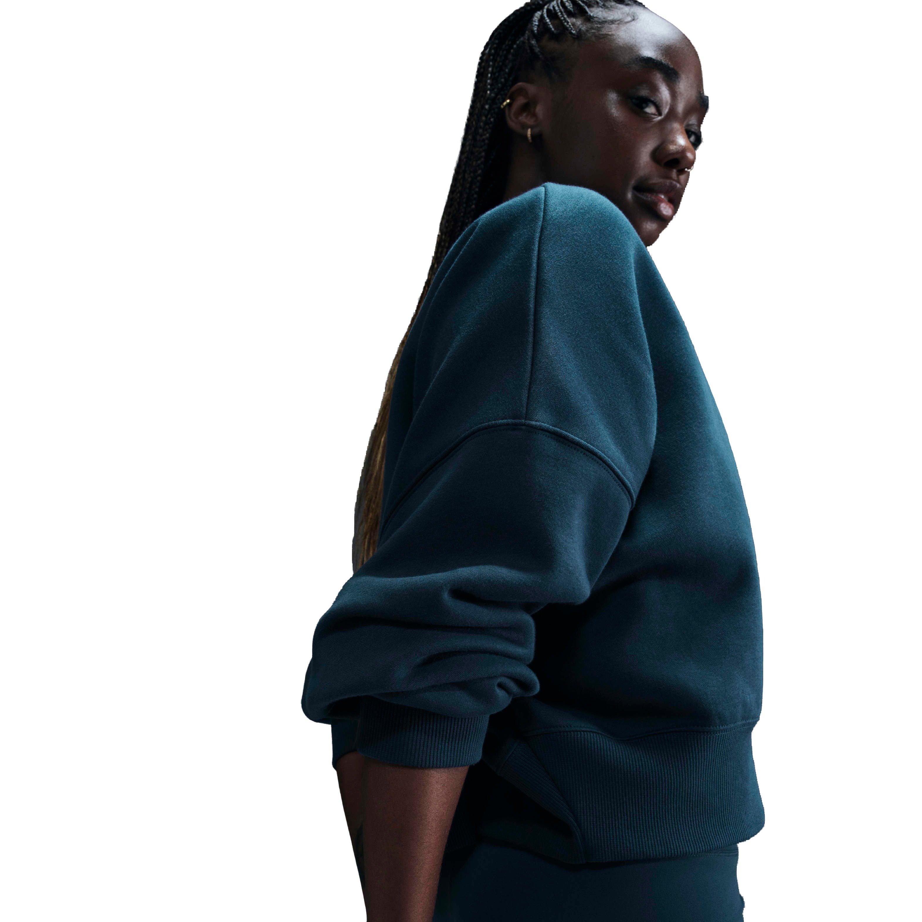 Nike Women's Sportswear Phoenix Swoosh Fleece Over-Oversized Crewneck Sweatshirt - NAVY Thumbnail View 2