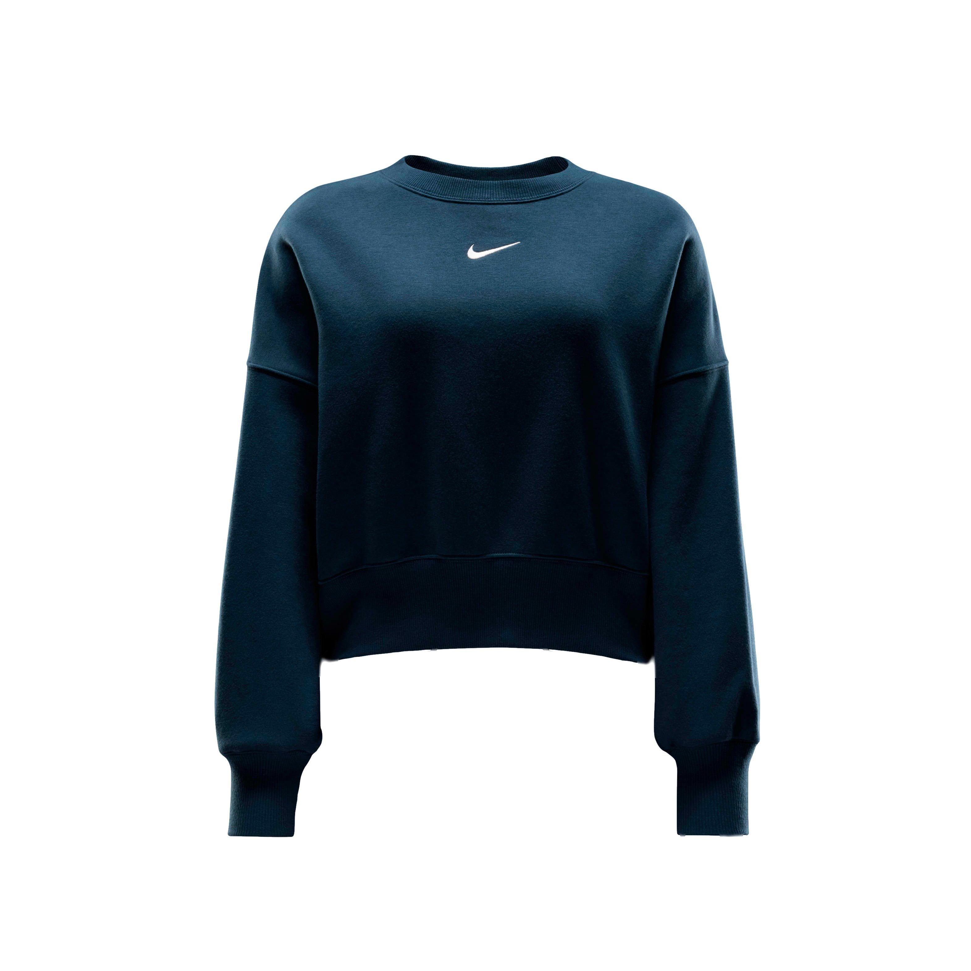 Nike Women's Sportswear Phoenix Swoosh Fleece Over-Oversized Crewneck Sweatshirt - NAVY Thumbnail View 6