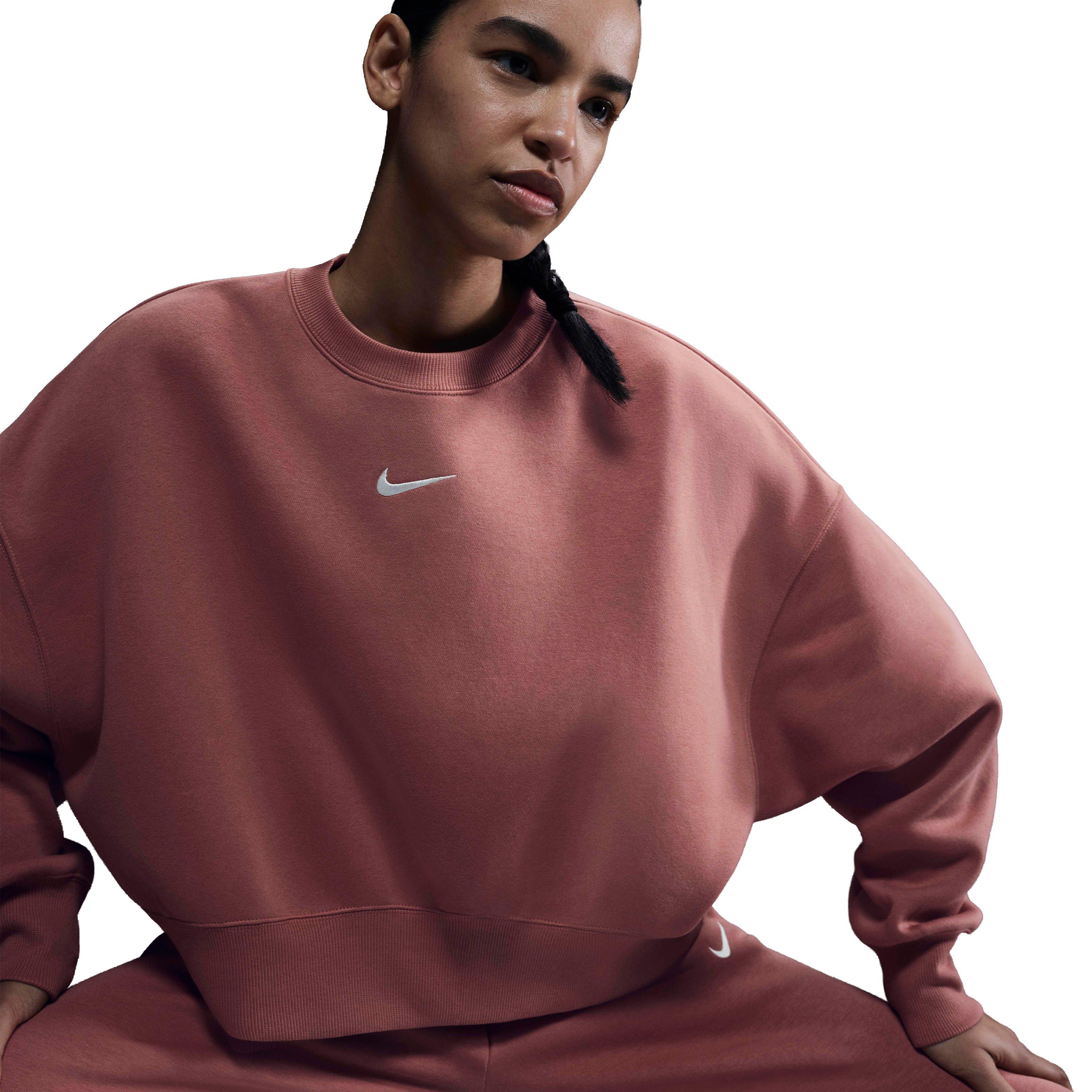 Nike Women's Sportswear Phoenix Swoosh Fleece Over-Oversized Crewneck Sweatshirt - SALMON Thumbnail View 1