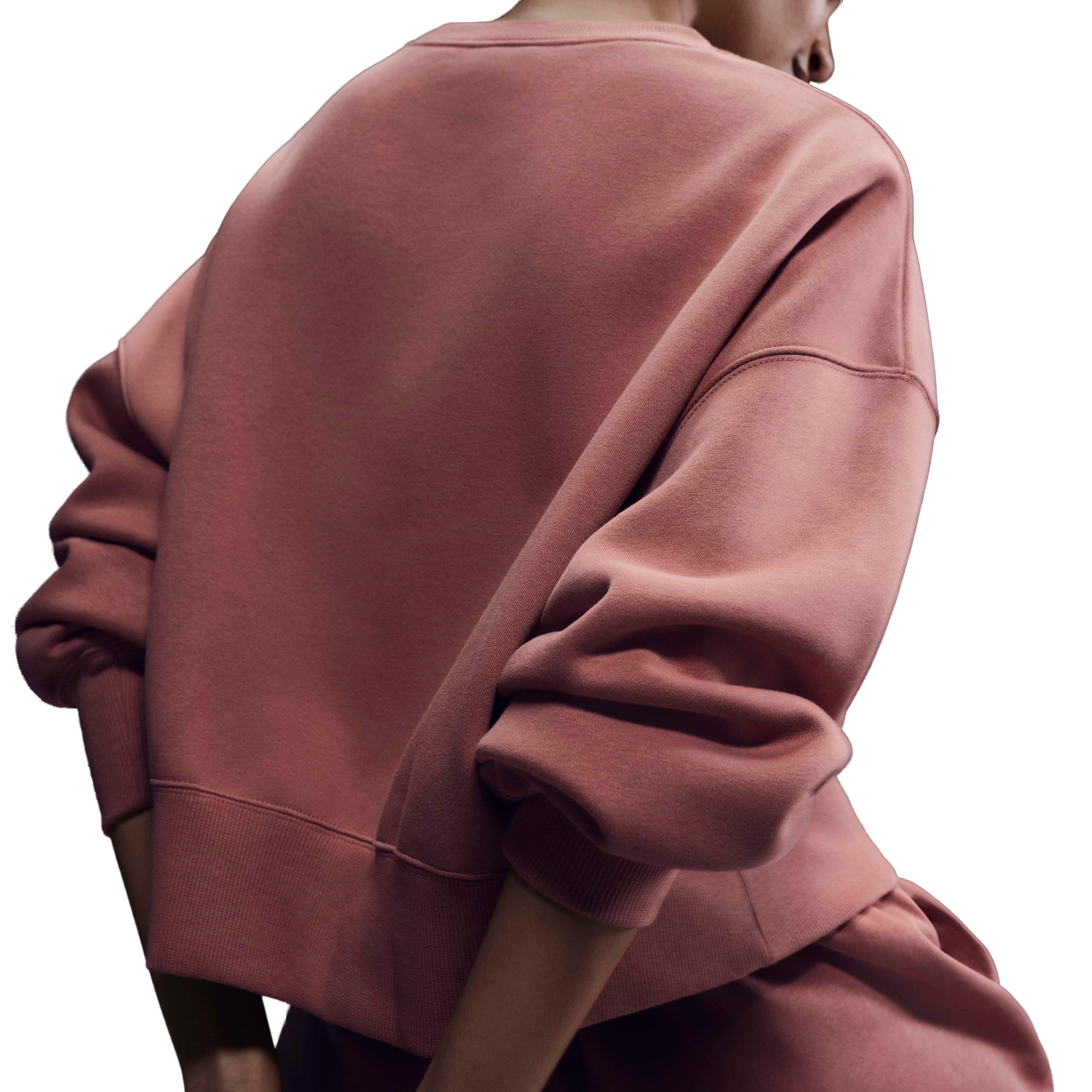 Nike Women's Sportswear Phoenix Swoosh Fleece Over-Oversized Crewneck Sweatshirt - SALMON Thumbnail View 2