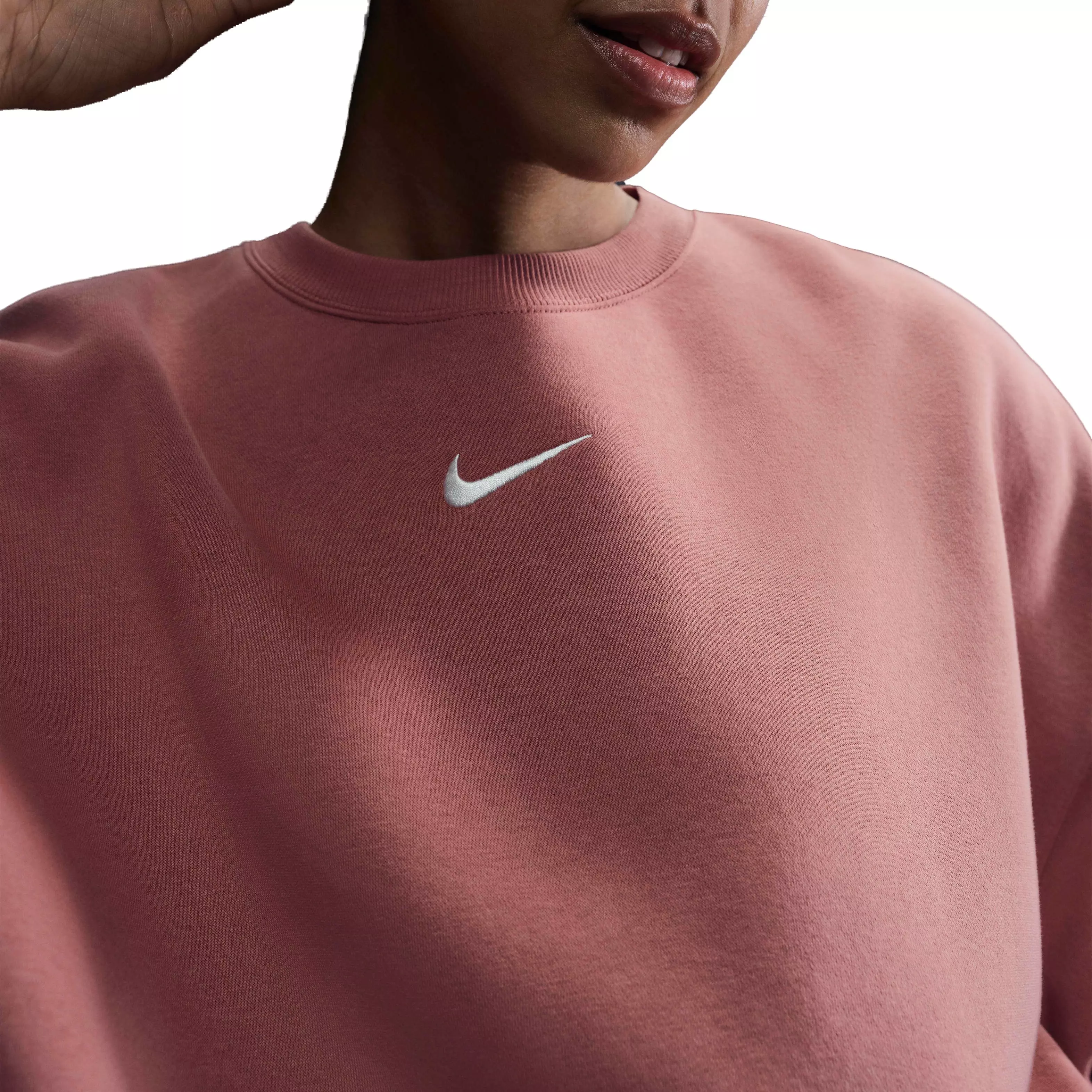 Nike Women's Sportswear Phoenix Swoosh Fleece Over-Oversized Crewneck Sweatshirt - SALMON