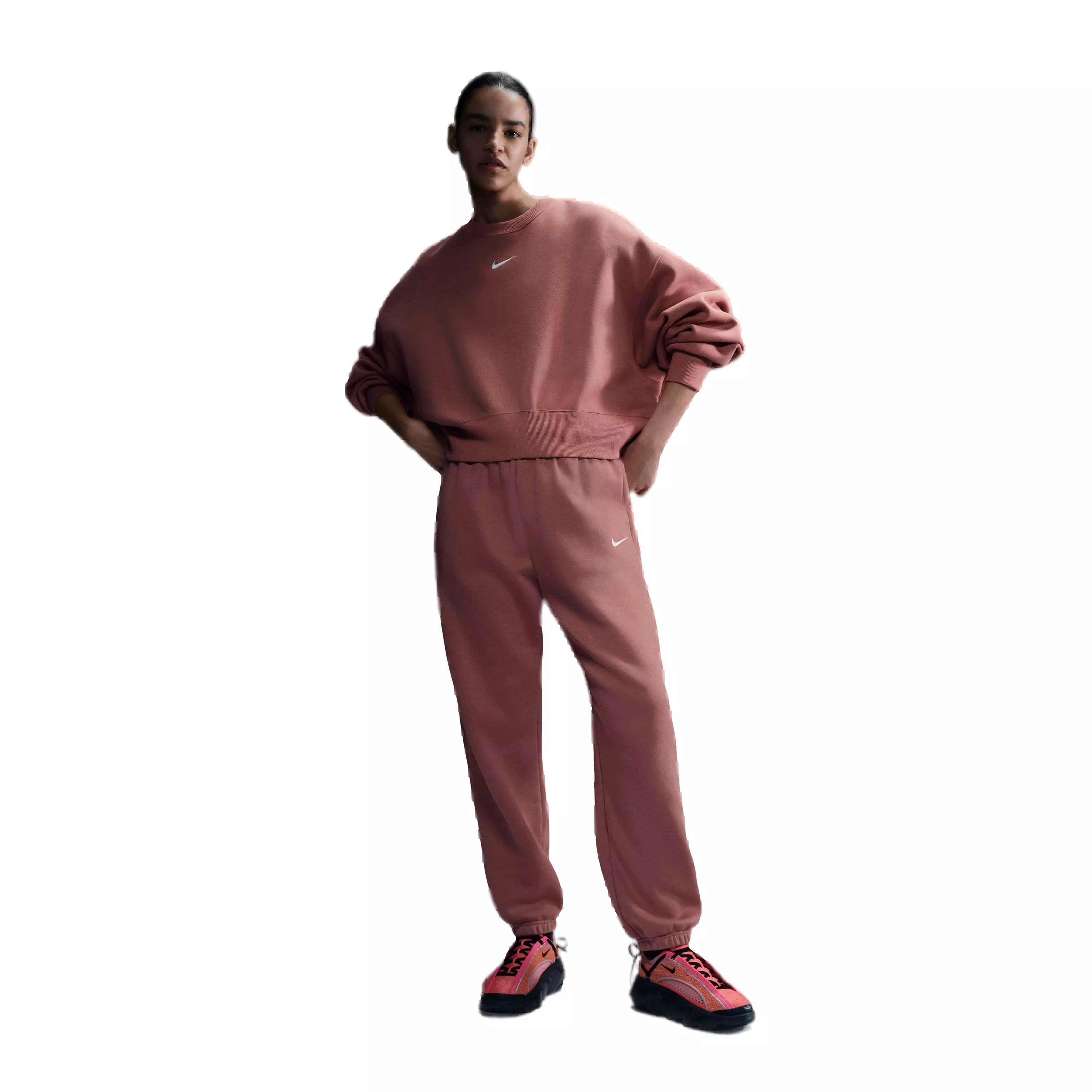 Nike Women's Sportswear Phoenix Swoosh Fleece Over-Oversized Crewneck Sweatshirt - SALMON