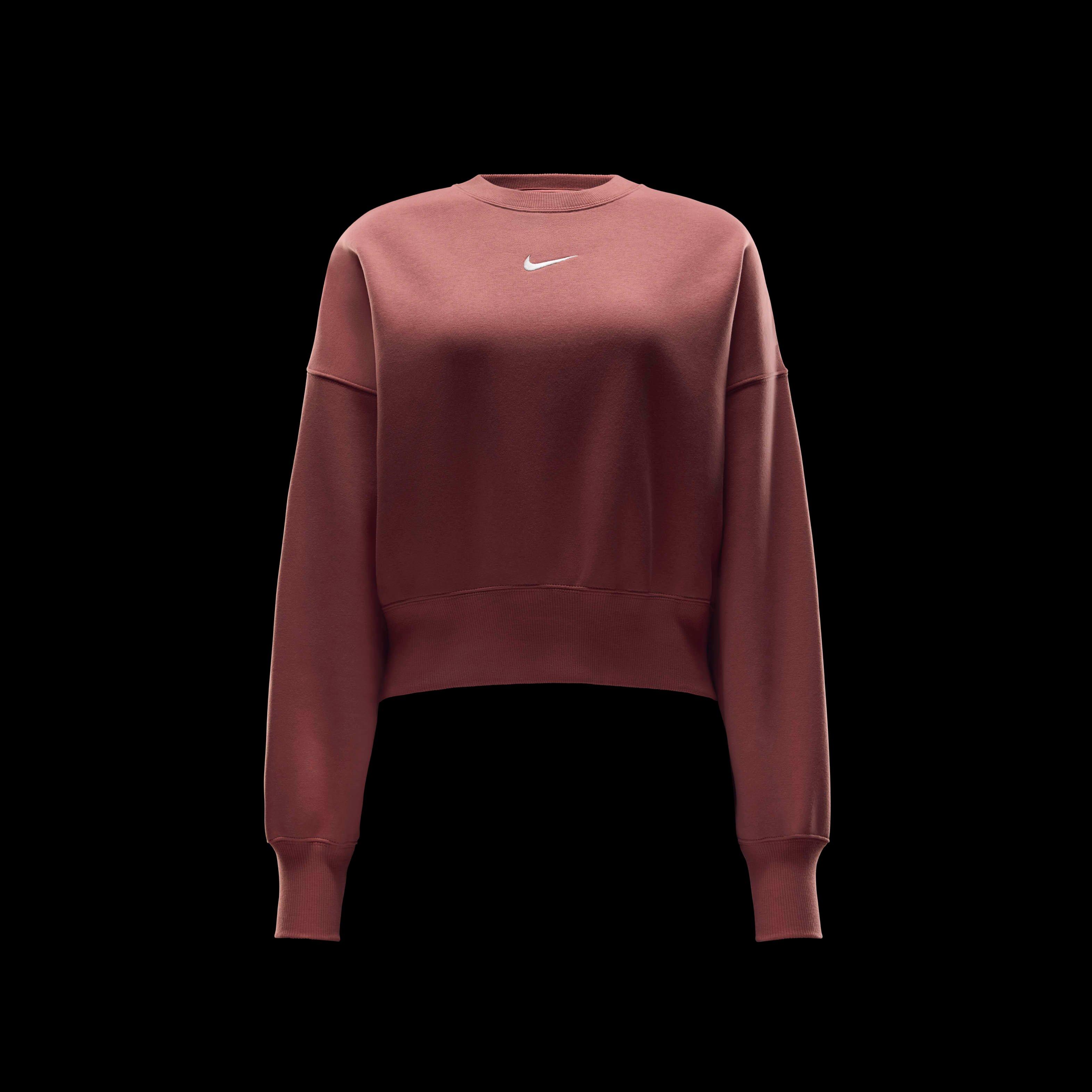 Nike Women's Sportswear Phoenix Swoosh Fleece Over-Oversized Crewneck Sweatshirt - SALMON Thumbnail View 6