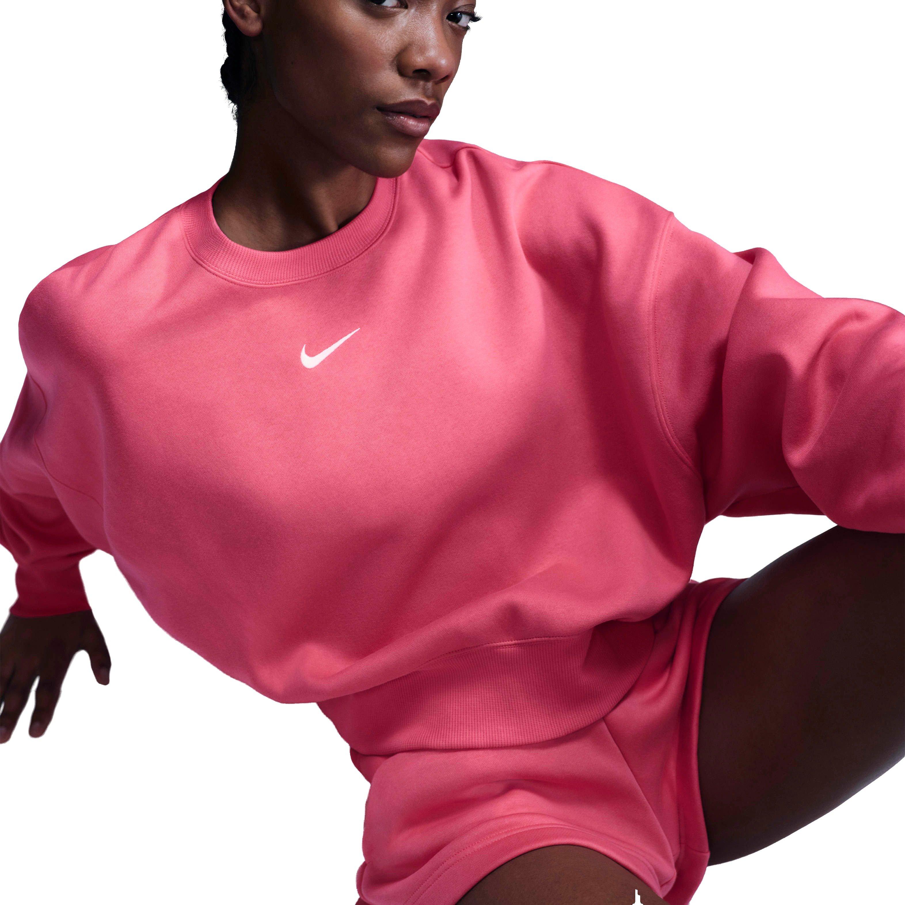 Nike Women's Sportswear Phoenix Swoosh Fleece Over-Oversized Crewneck Sweatshirt - PINK Thumbnail View 1