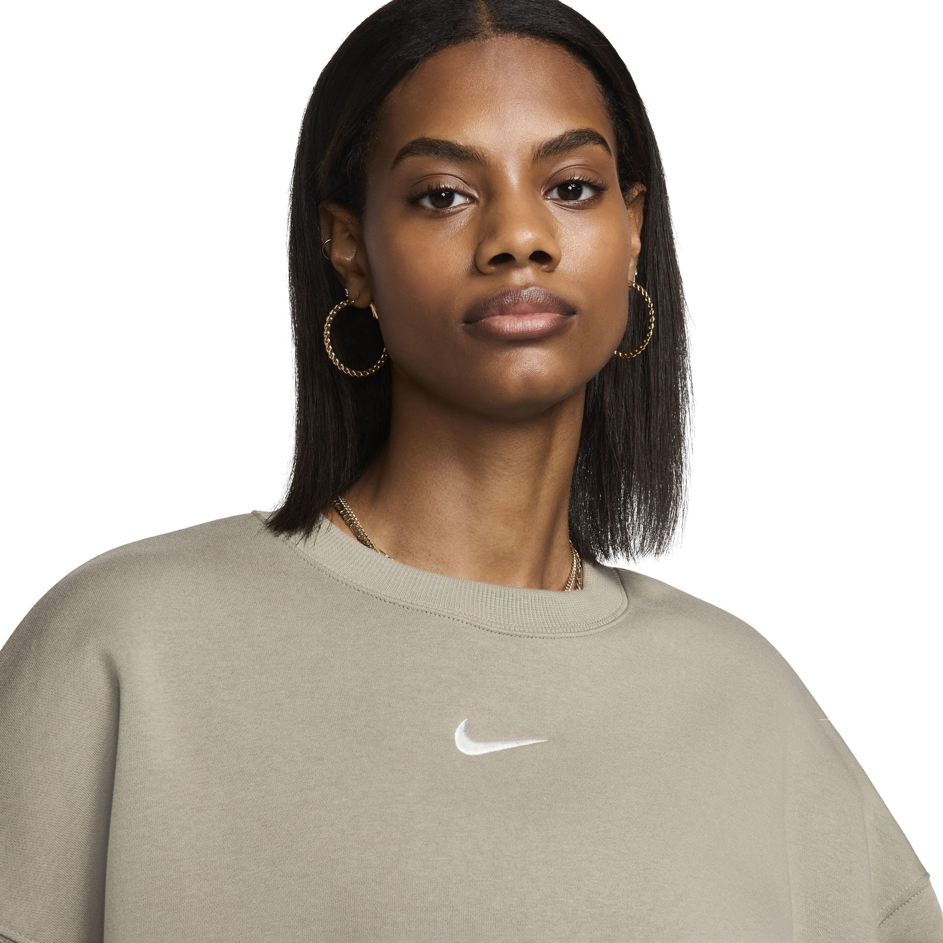 Nike Women's Sportswear Phoenix Swoosh Fleece Over-Oversized Crewneck Sweatshirt - GREEN Thumbnail View 3