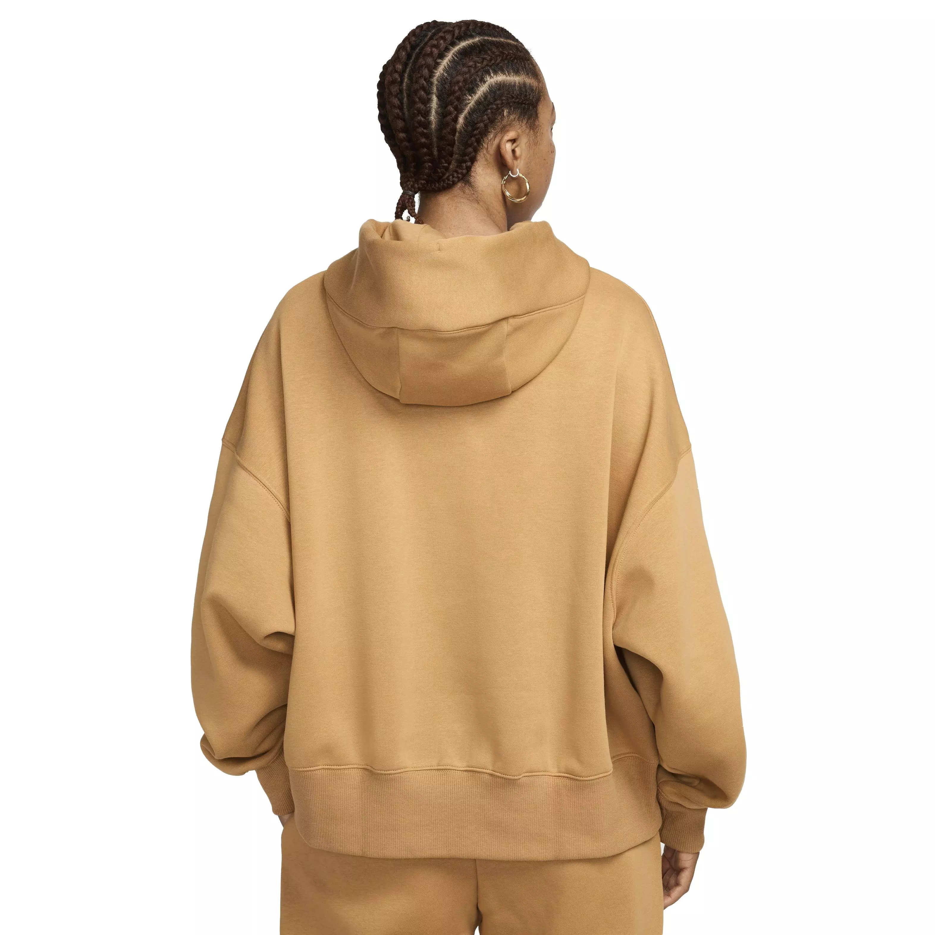 Nike Women's Sportswear Phoenix Swoosh Fleece Over-Oversized Pullover Hoodie - BROWN
